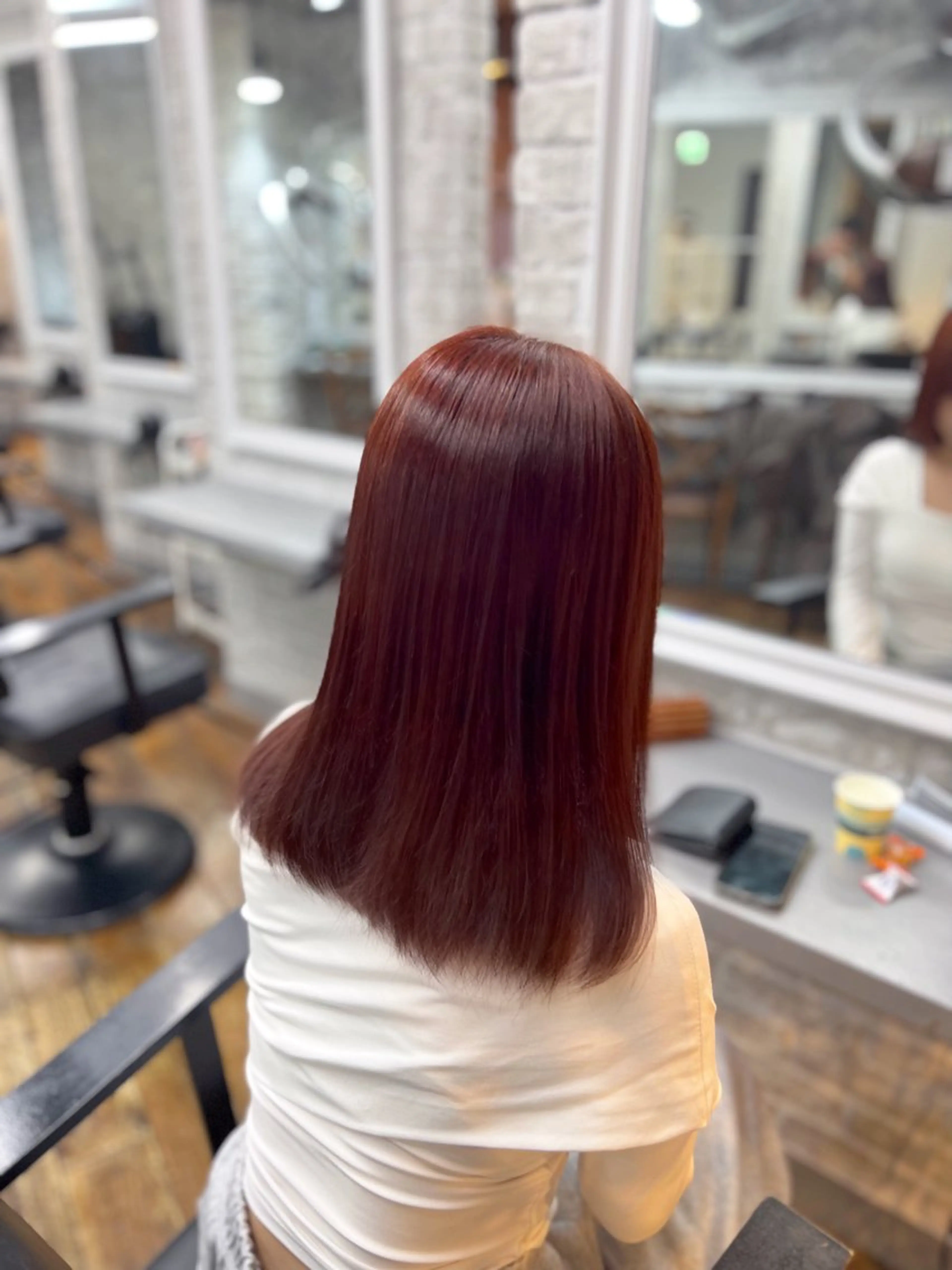 セミロング 【💖ブリーチ/ 縮毛矯正】あおい🌷のヘアスタイル