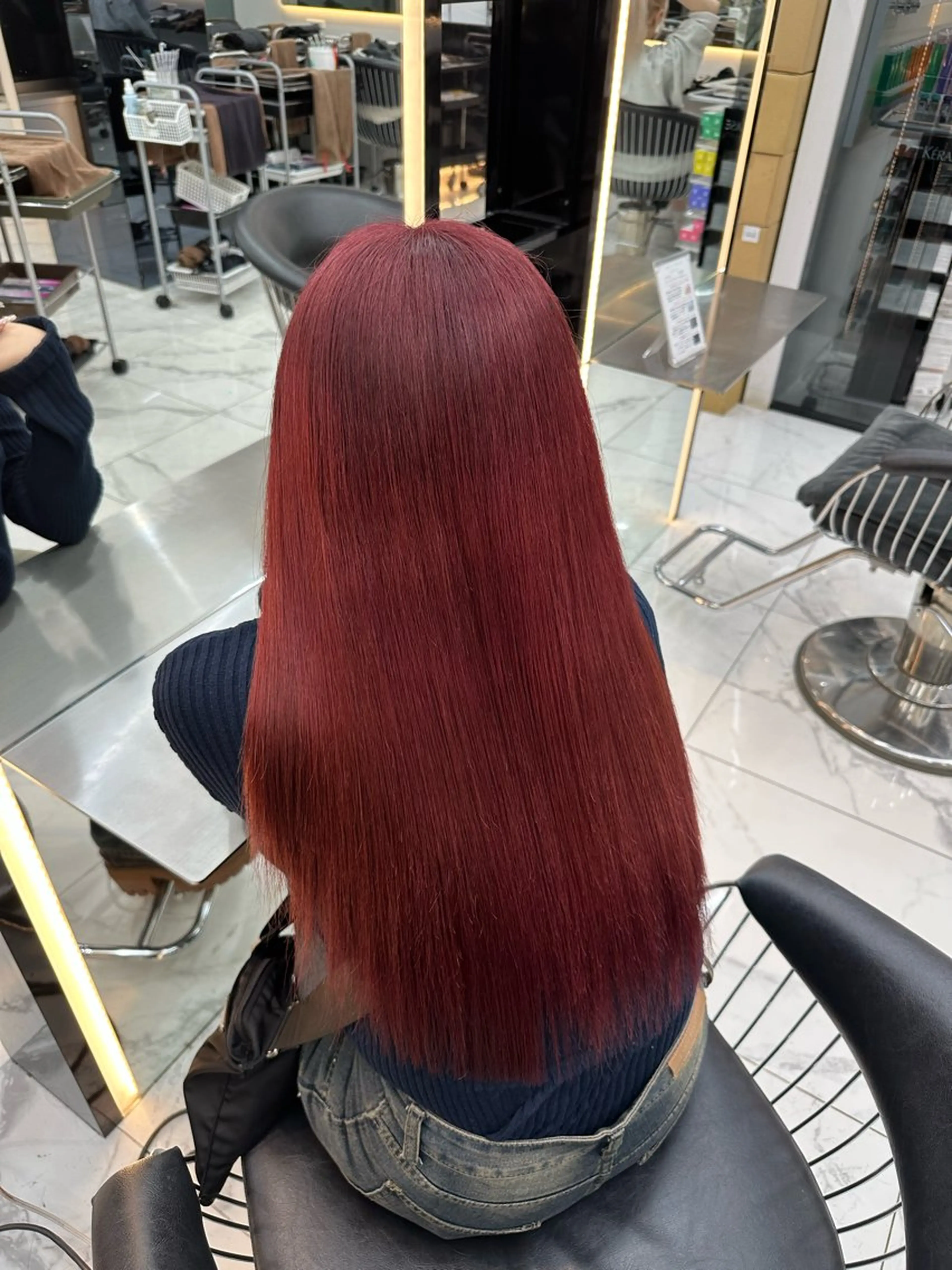 ロング カラー ブリーチ レッドカラー トリートメント ヘアカラー トリートメント 【Lapis 渋谷本店】りかのヘアスタイル