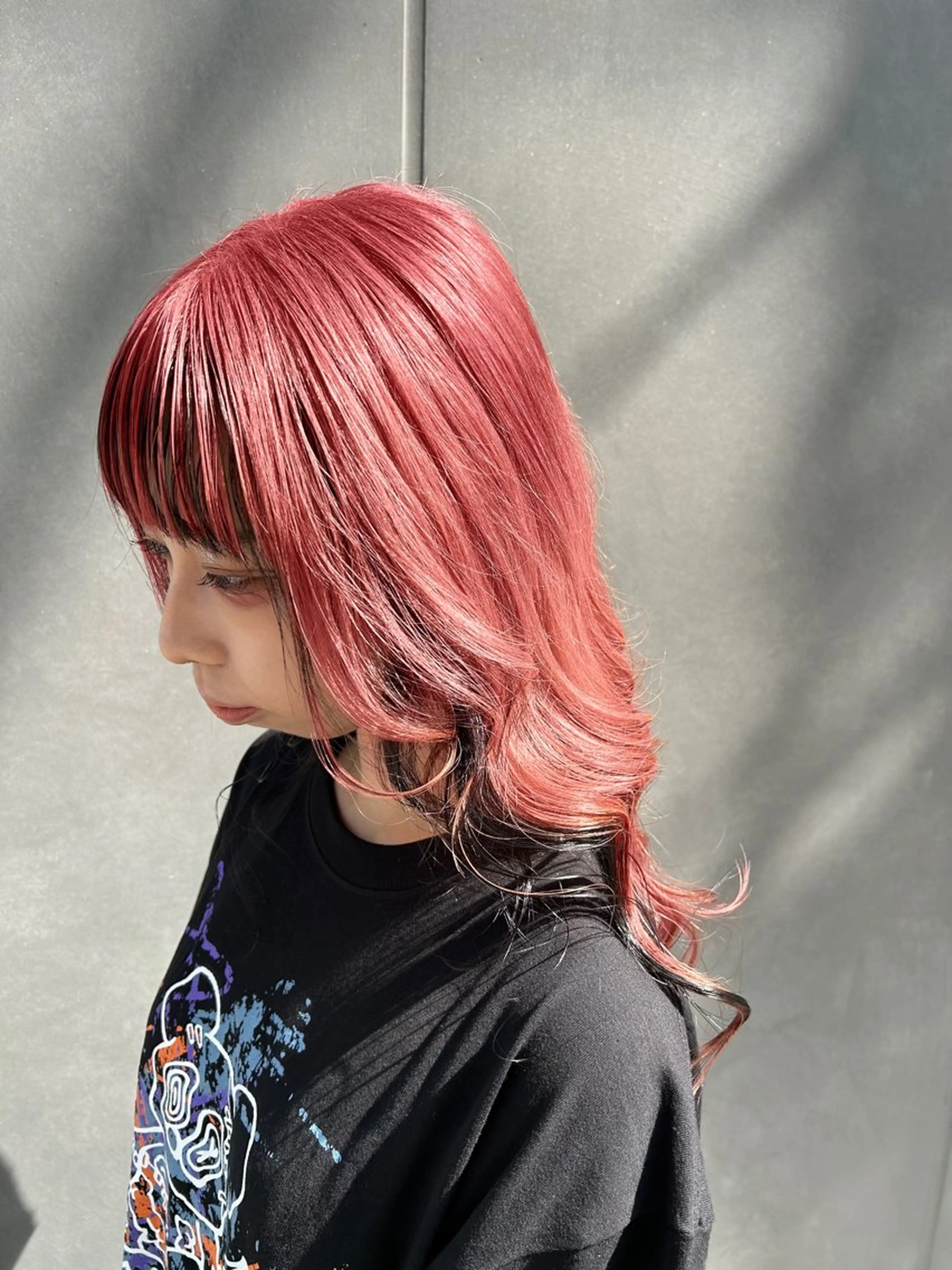 ロング カラー ミストバング デザインカラー イヤリングカラー  フェイスフレーミング インナーカラー ヘアカラー トリートメント 片山 仁のヘアスタイル