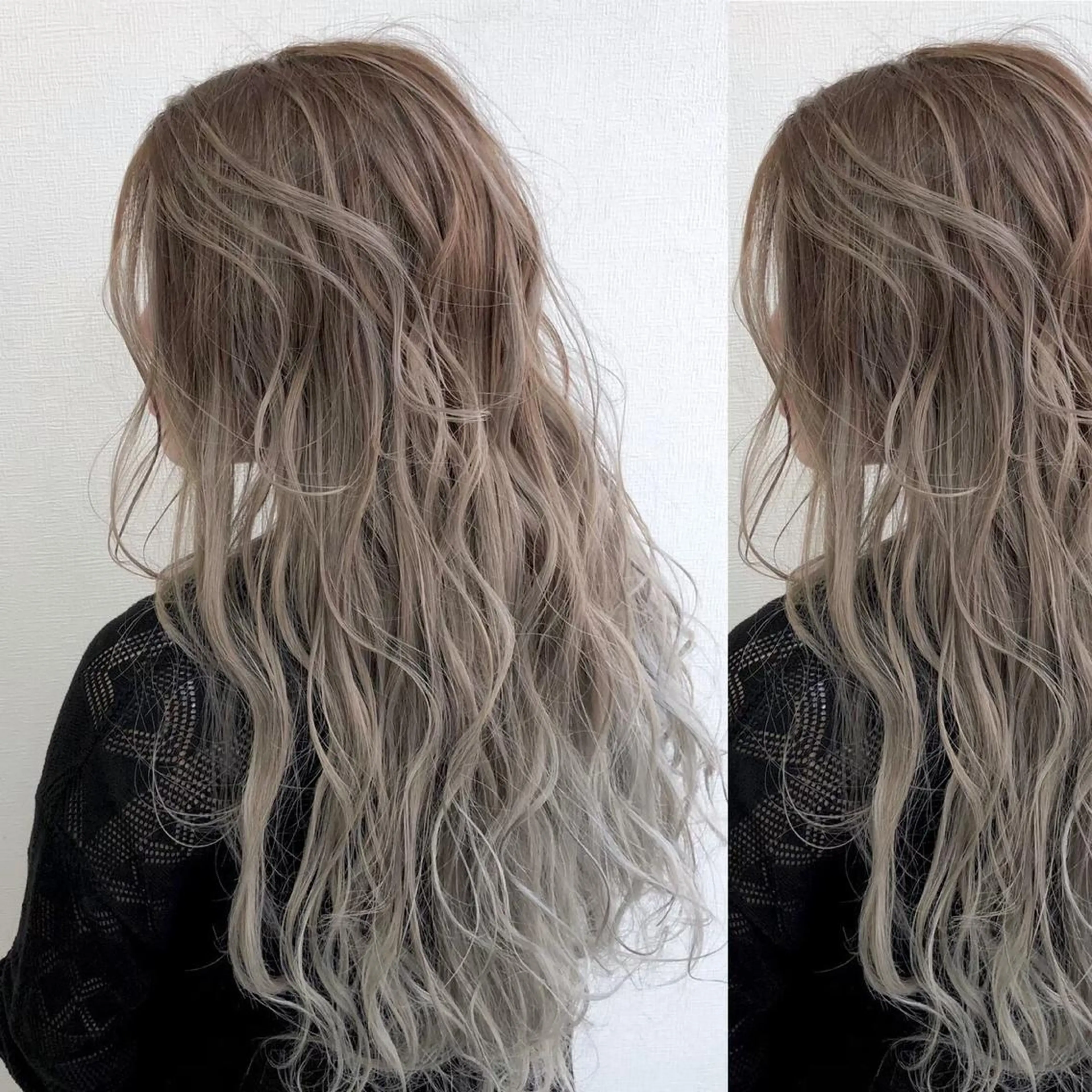 ロング カラー JuNブリーチに 縮毛矯正するプロのヘアスタイル