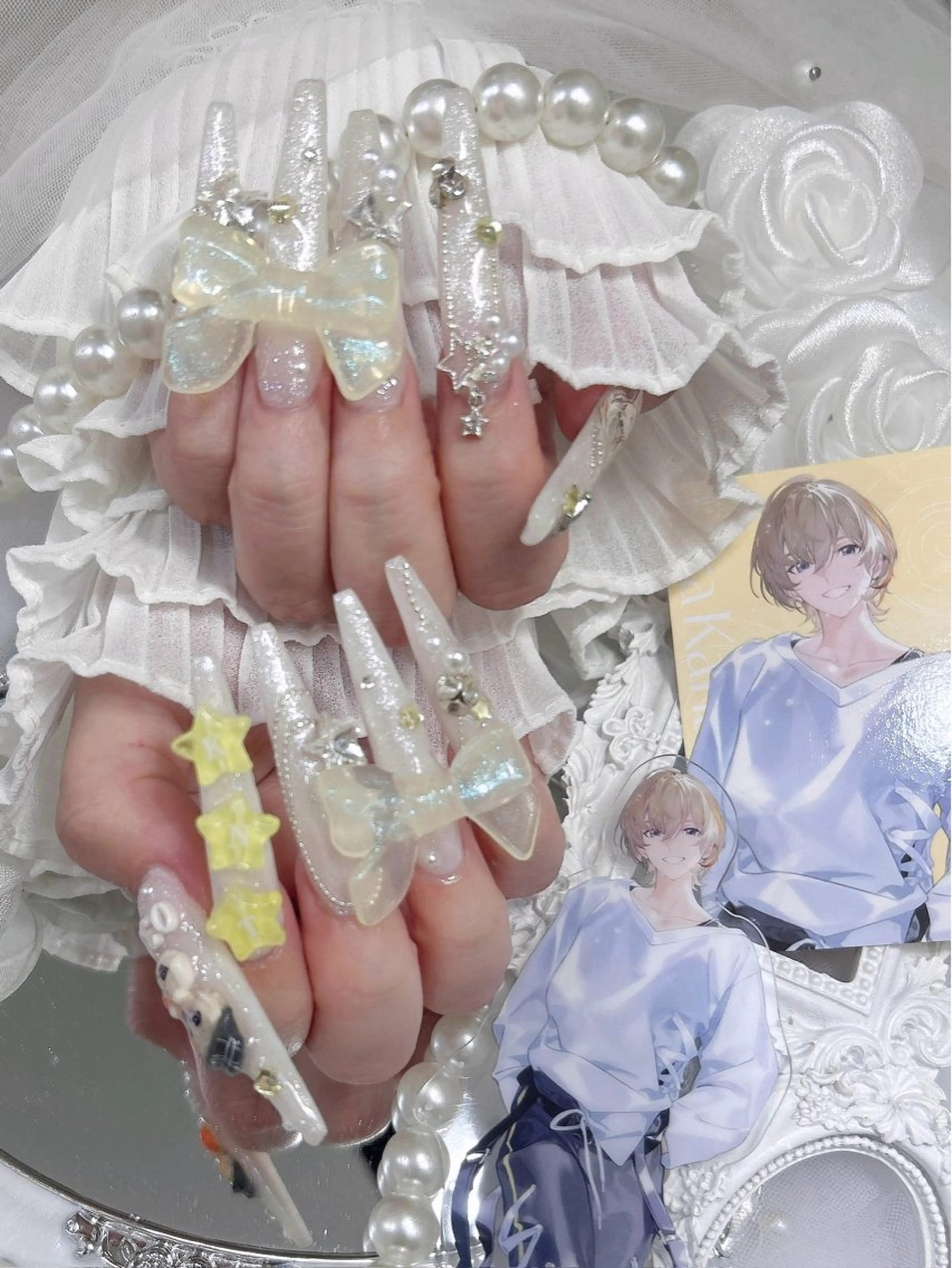 ネイル ロングネイル 持ち込み ハンドネイル ️🫧みつき/ 渋谷/痛ネイル️🫧のネイルデザイン