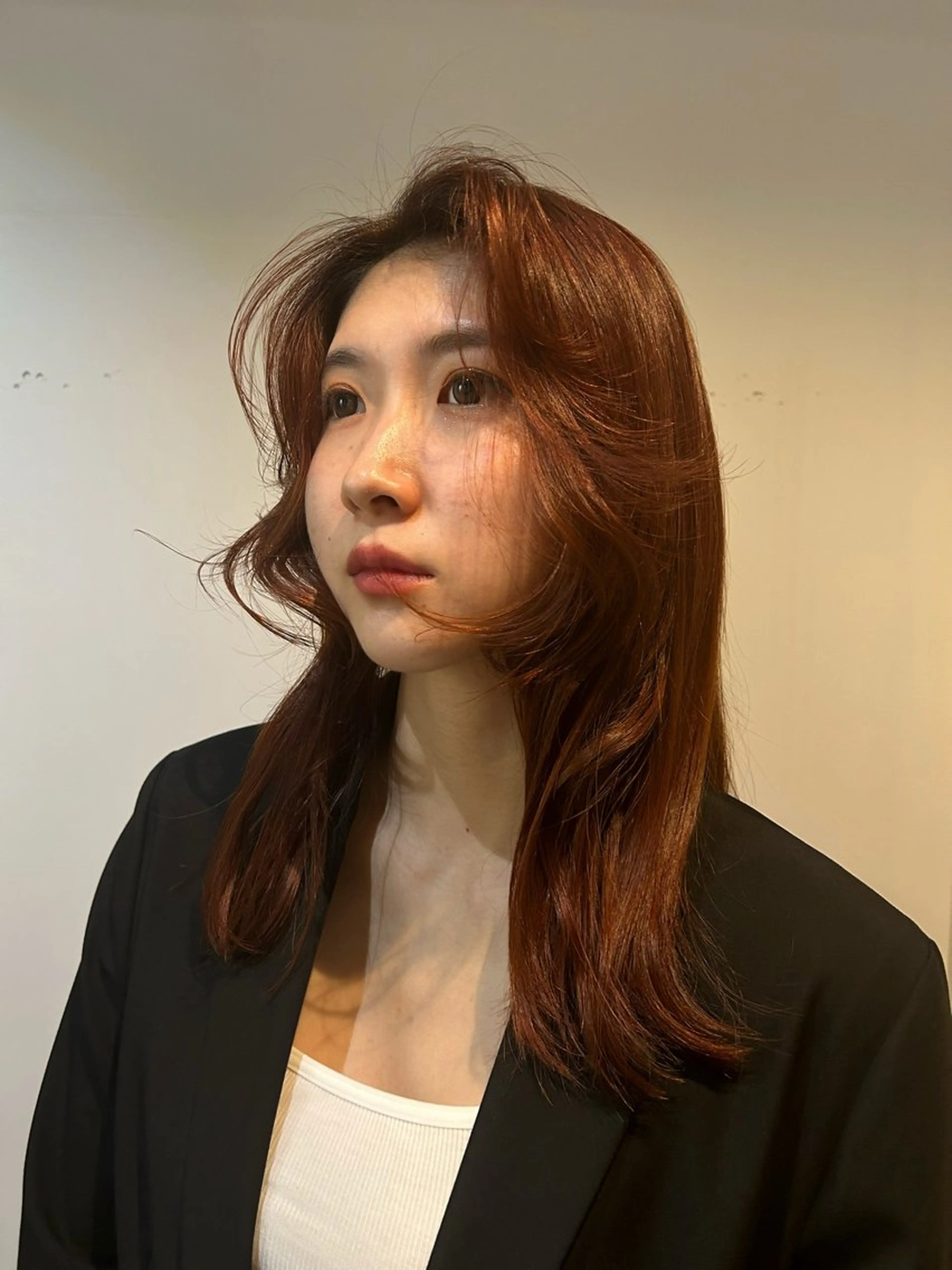 セミロング カラー ヘアアレンジ オレンジ 🎀suzuna 透明感colorのヘアスタイル