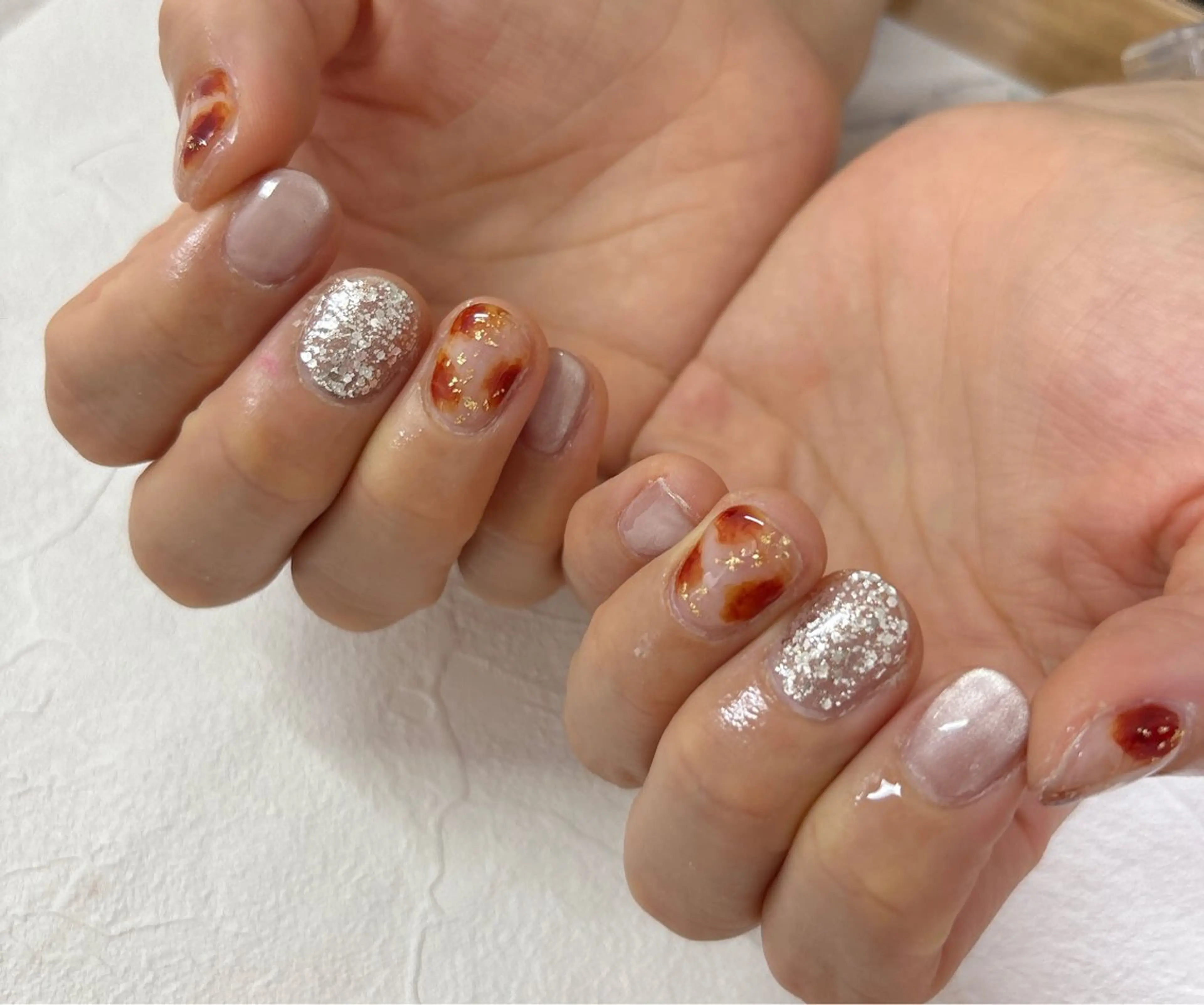 ネイル オーロラネイル フットネイル フレンチネイル ジェルネイル 韓国ネイル Mogu nail 二子玉川のネイルデザイン