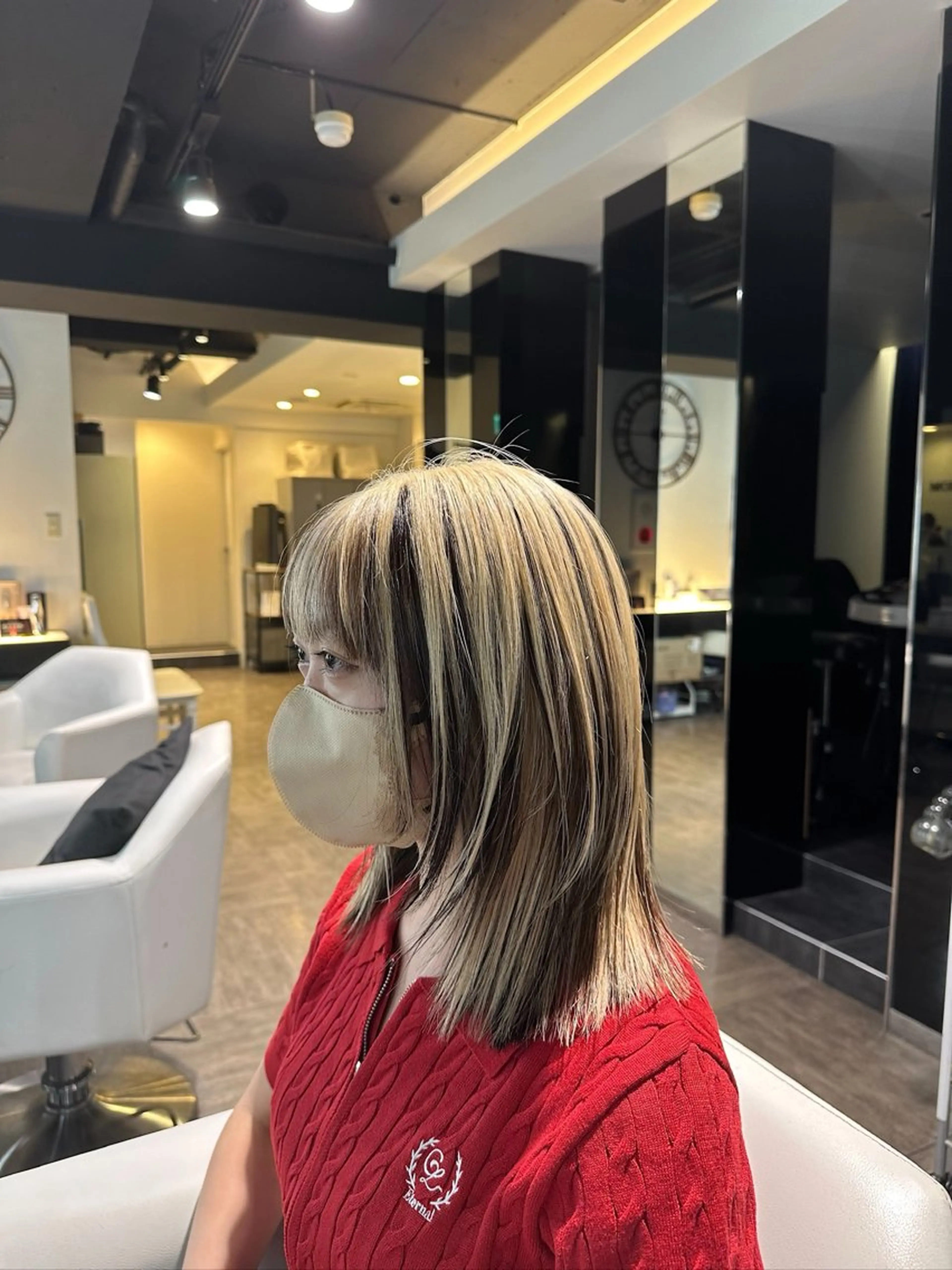 ミディアム カラー ヘアカラー 中川 蓮のヘアスタイル