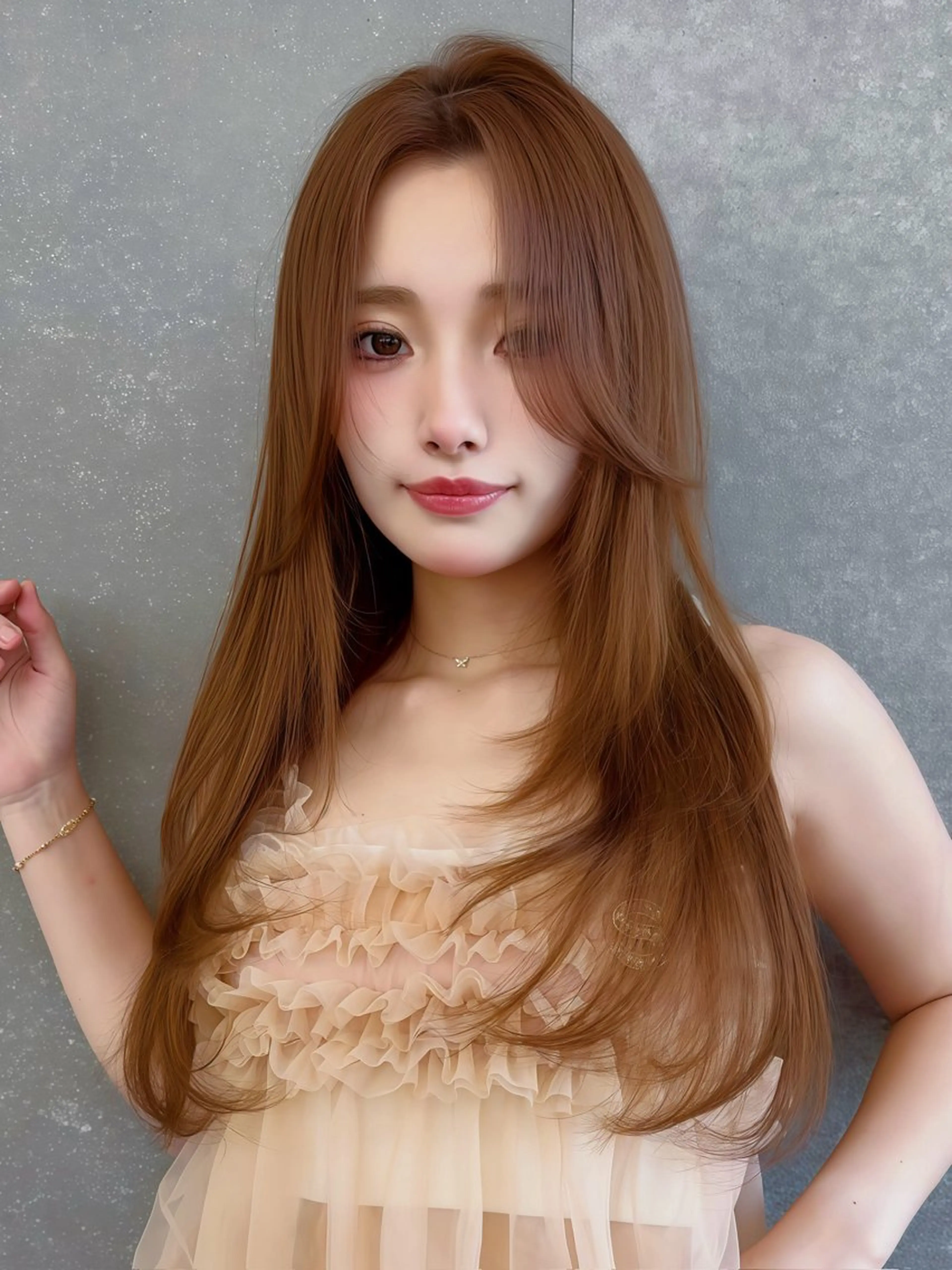 ロング カラー ヘアアレンジ ベージュカラー ブリーチ 透明感カラー ブリーチなしカラー 髪質改善 カット ヘッドスパ 【博多髪質改善】 吉村 清志のヘアスタイル