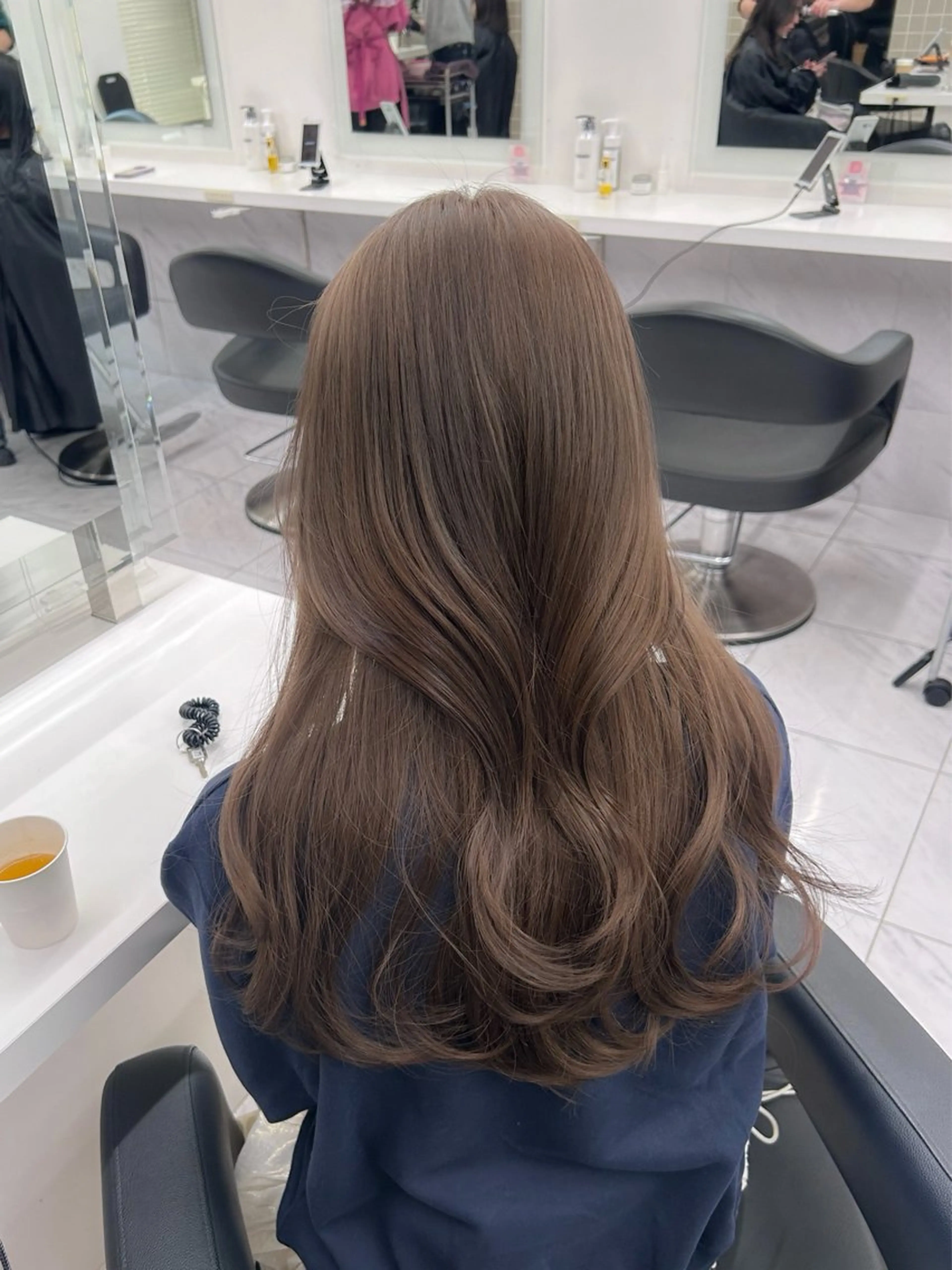 ロング カラー パーマ ヘアアレンジ メンズ キッズ ヘアカラー トリートメント ヘアセット ブリーチなしカラー/ ブラウン/レイヤーのヘアスタイル