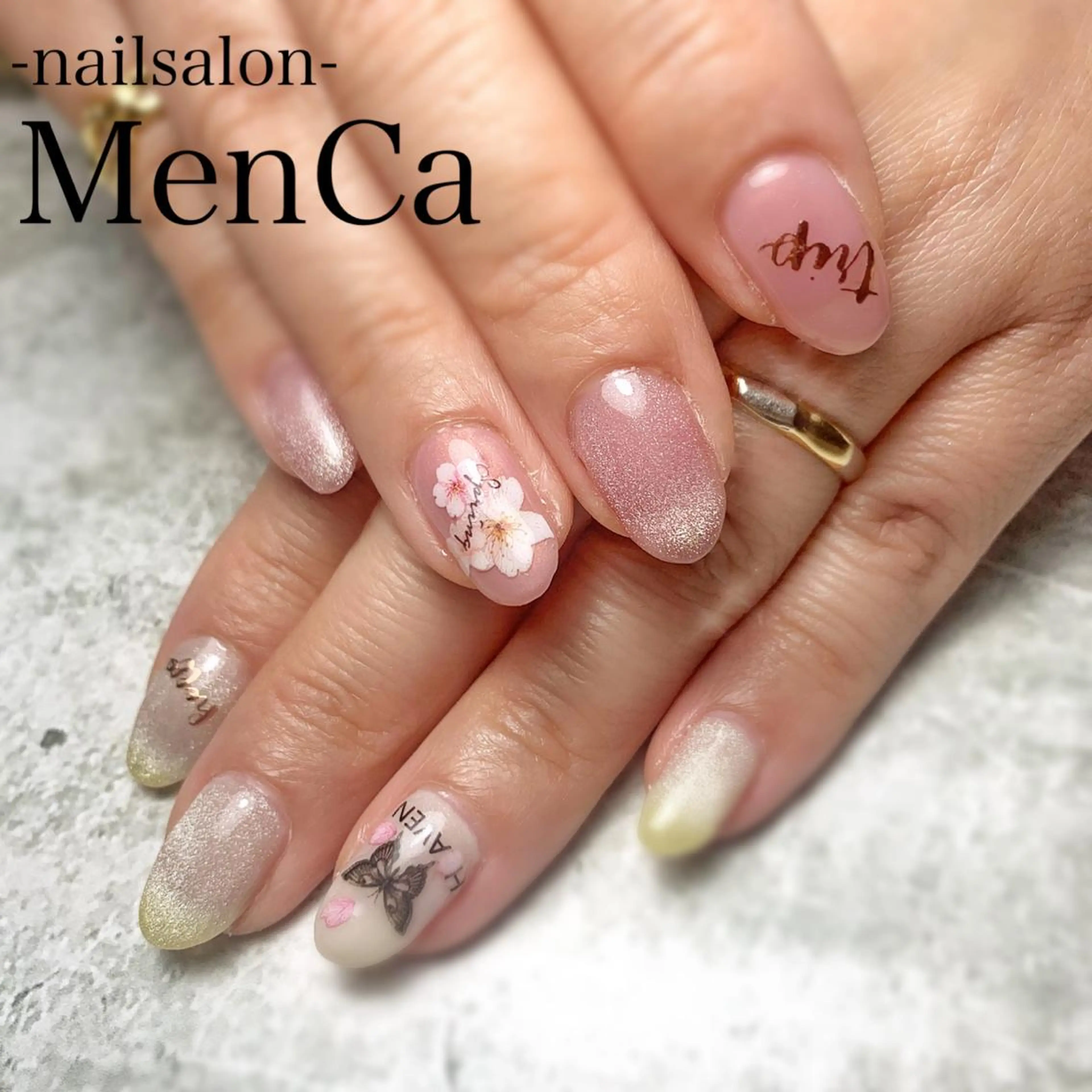 ネイル 桜ネイル ジェルネイル マグネットネイル ハンドネイル 江崎 景子のネイルデザイン