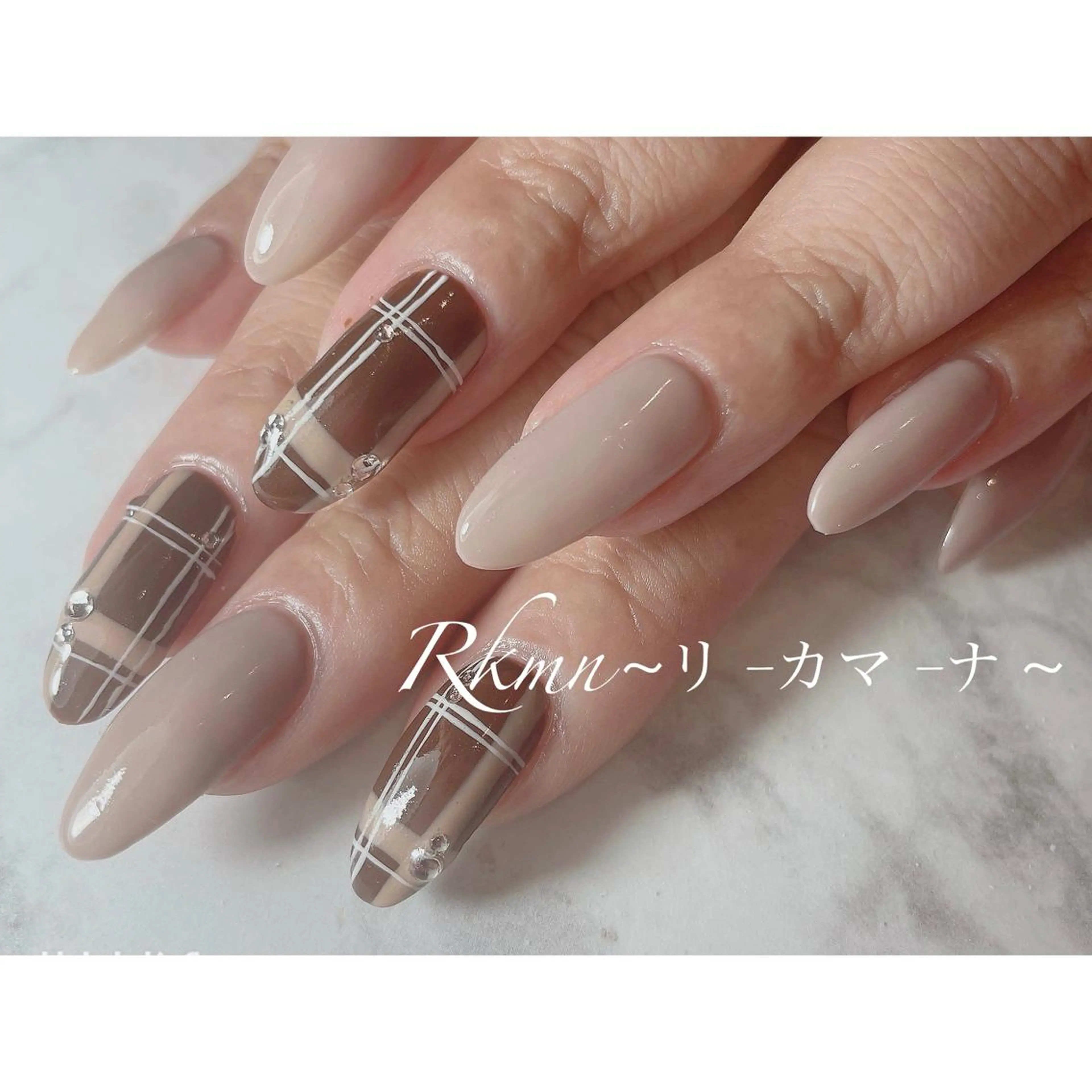 ネイル アートネイル ブラウン 春ネイル ハンドネイル フットネイル ハンドケア Rkmn ~リ-カマ-ナ~のネイルデザイン