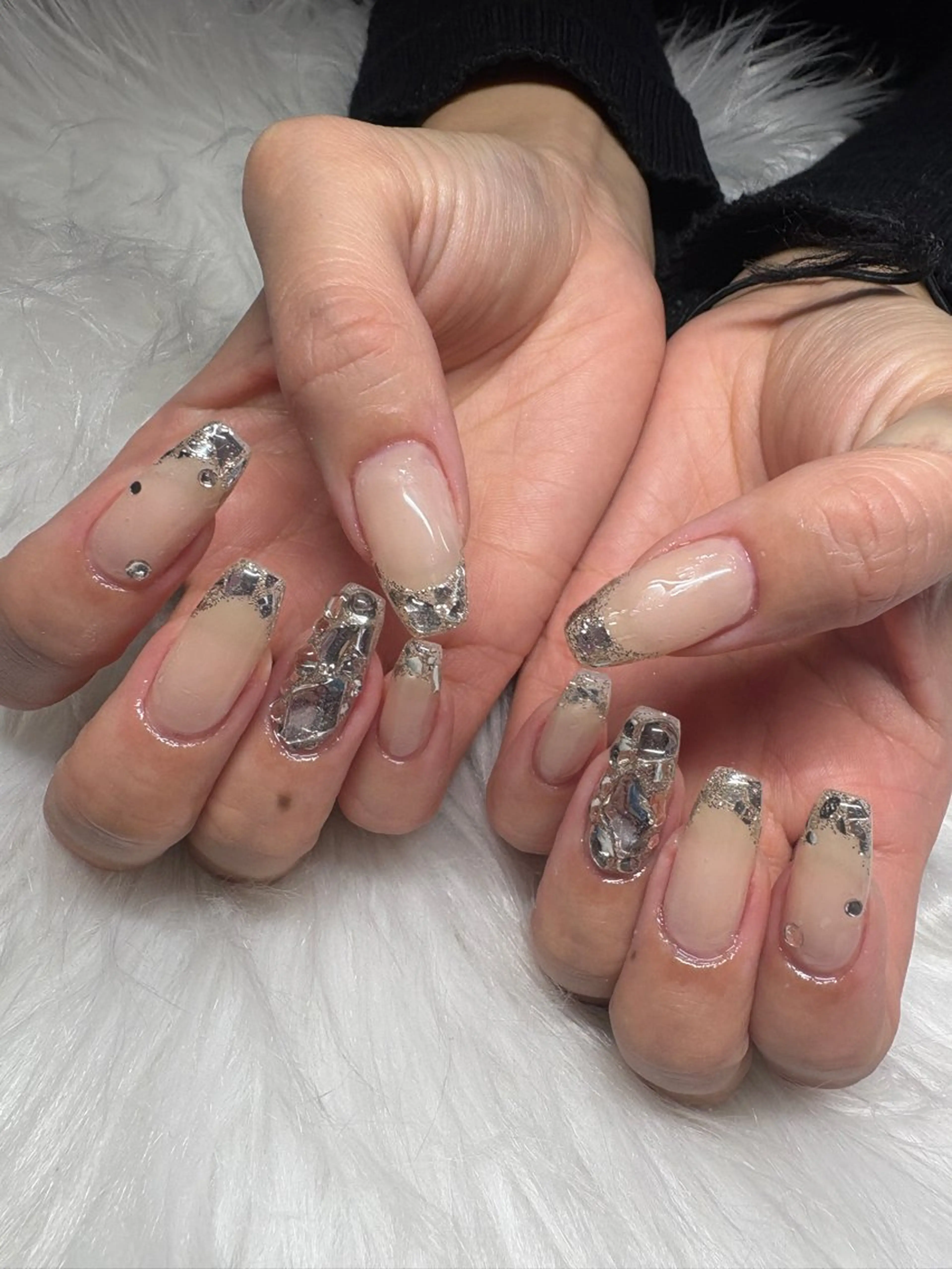 ネイル フレンチネイル ガラスフレンチ ストーンネイル ハンドネイル Nail &Beauty Salon ☆Kirari☆所属・ビューティサロン ☆Kirari☆のネイルデザイン