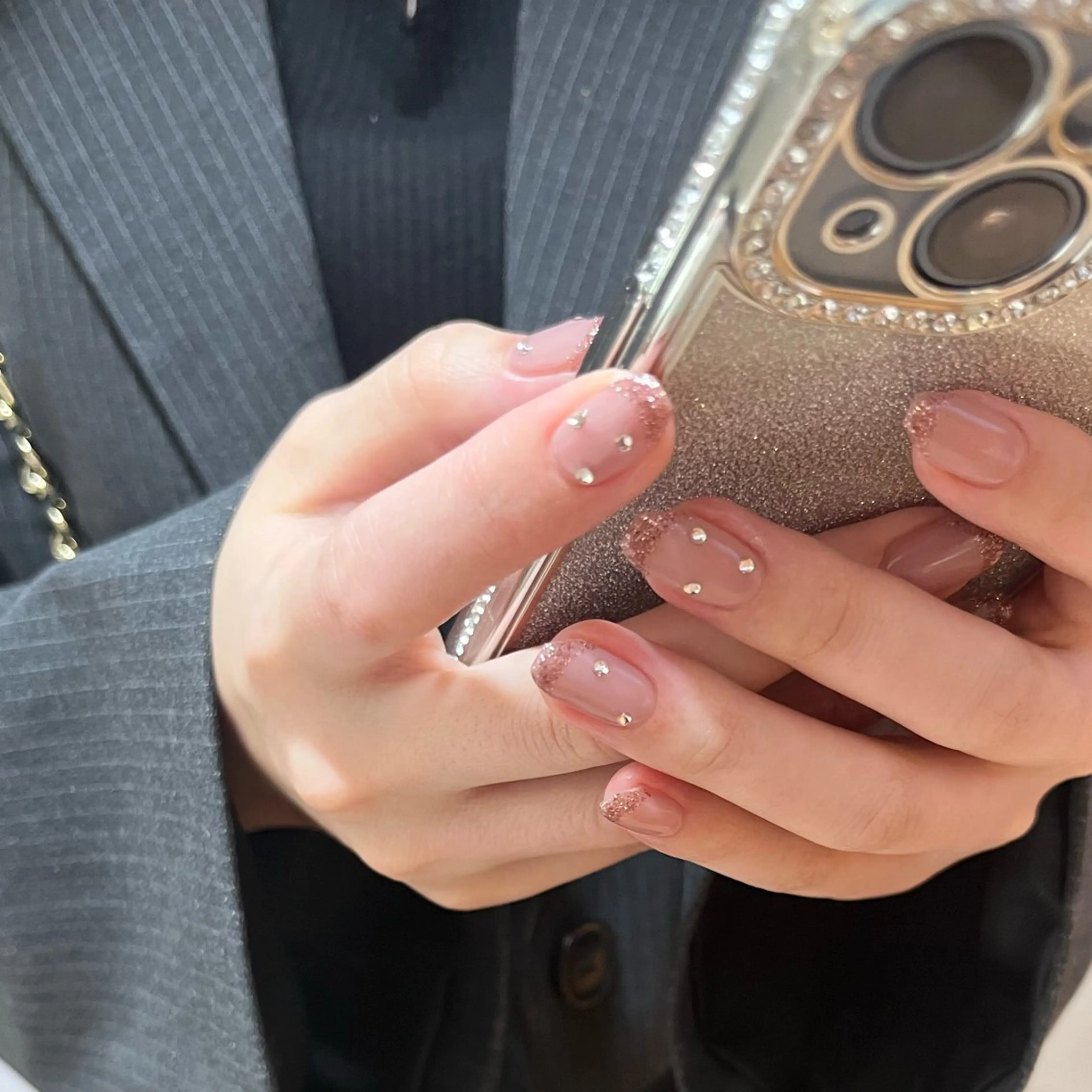 ネイル ブラウン フレンチネイル ピンク ハンドネイル Ibuki 🎀仙台パルコ🎀のマツエク・マツパデザイン