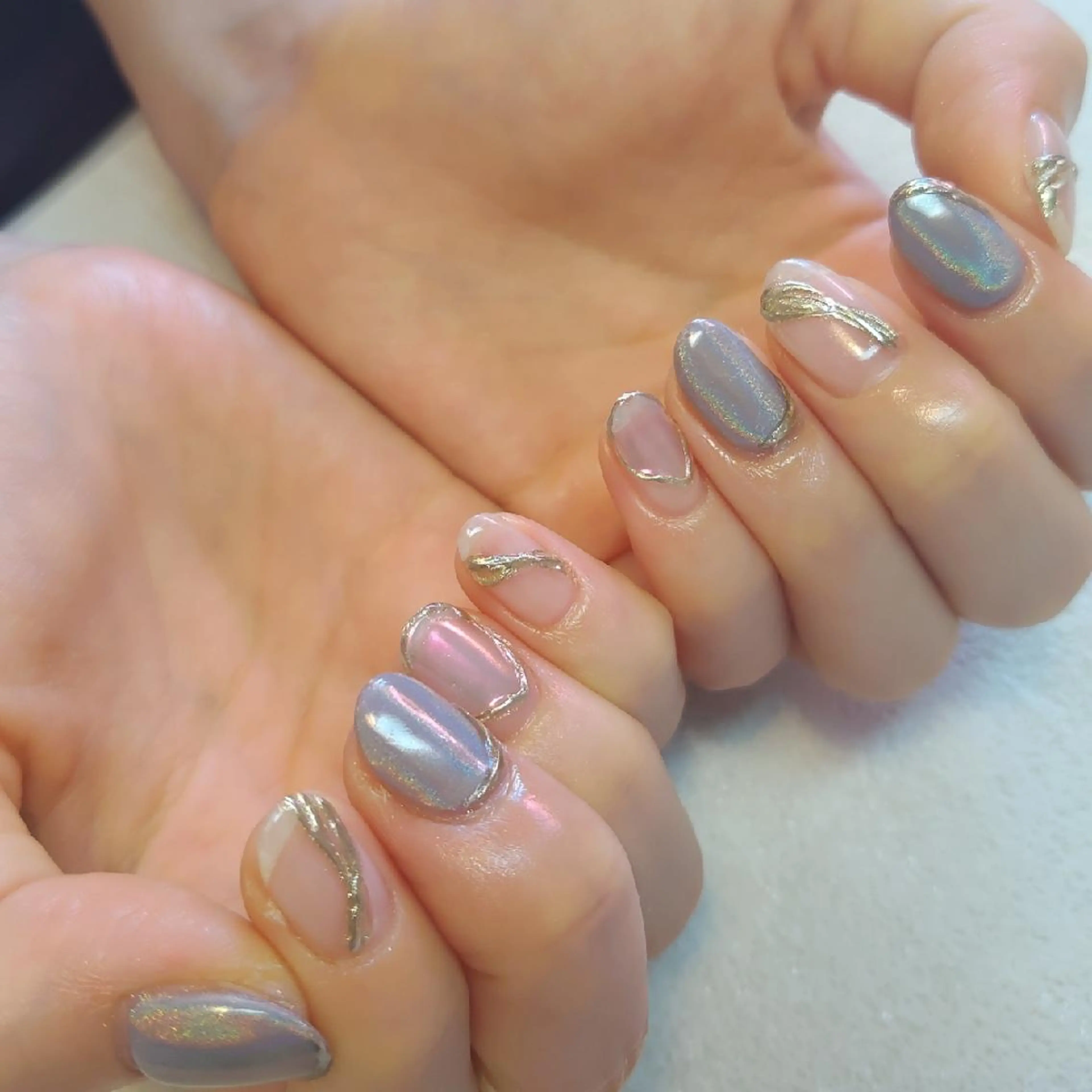 ネイル オーロラネイル ミラーネイル ジェヌインネイル 河内のネイルデザイン