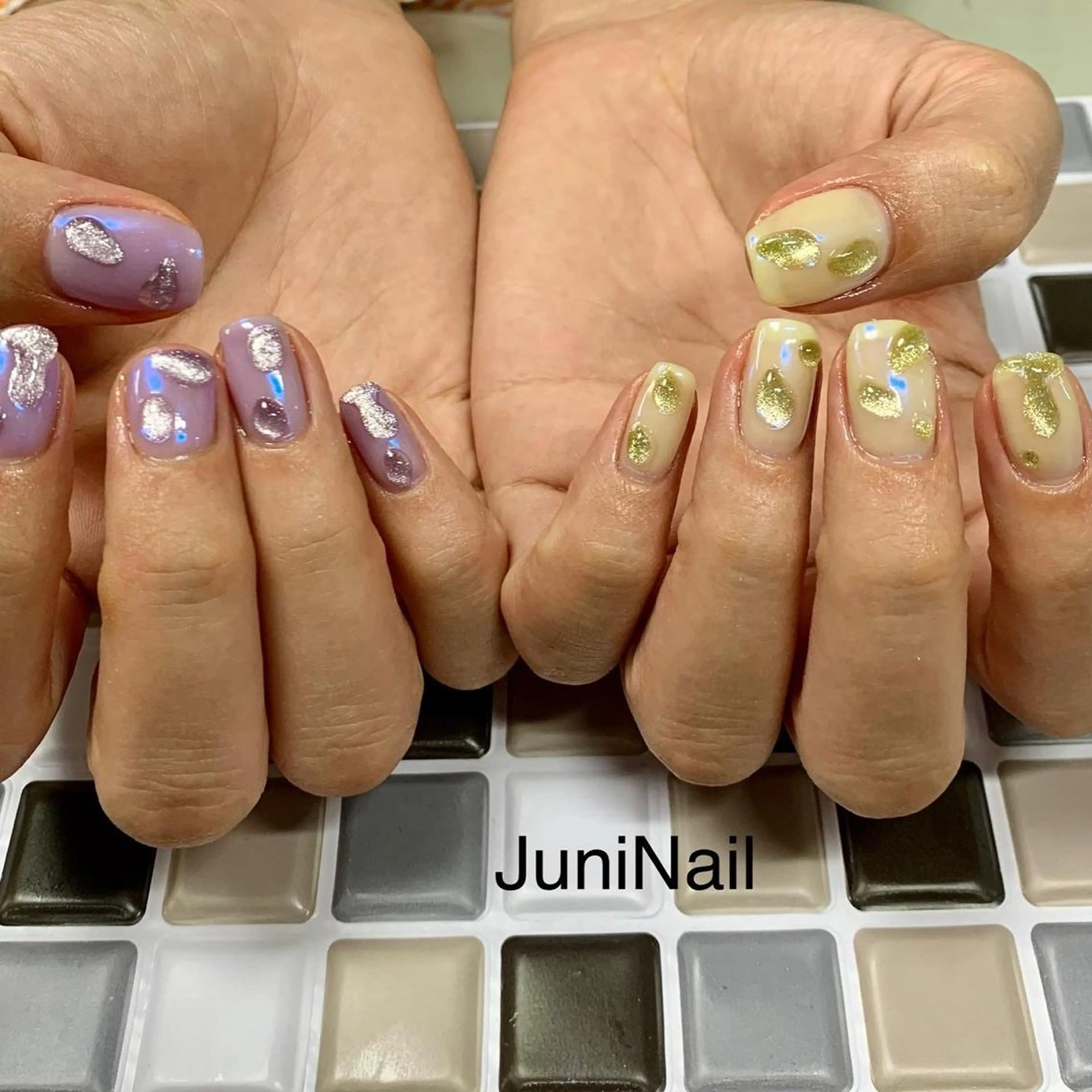 ネイル オーロラネイル クリアネイル 成人式 フラッシュネイル フレンチネイル ハンドネイル JuniNail 주니네일🇰🇷suのネイルデザイン