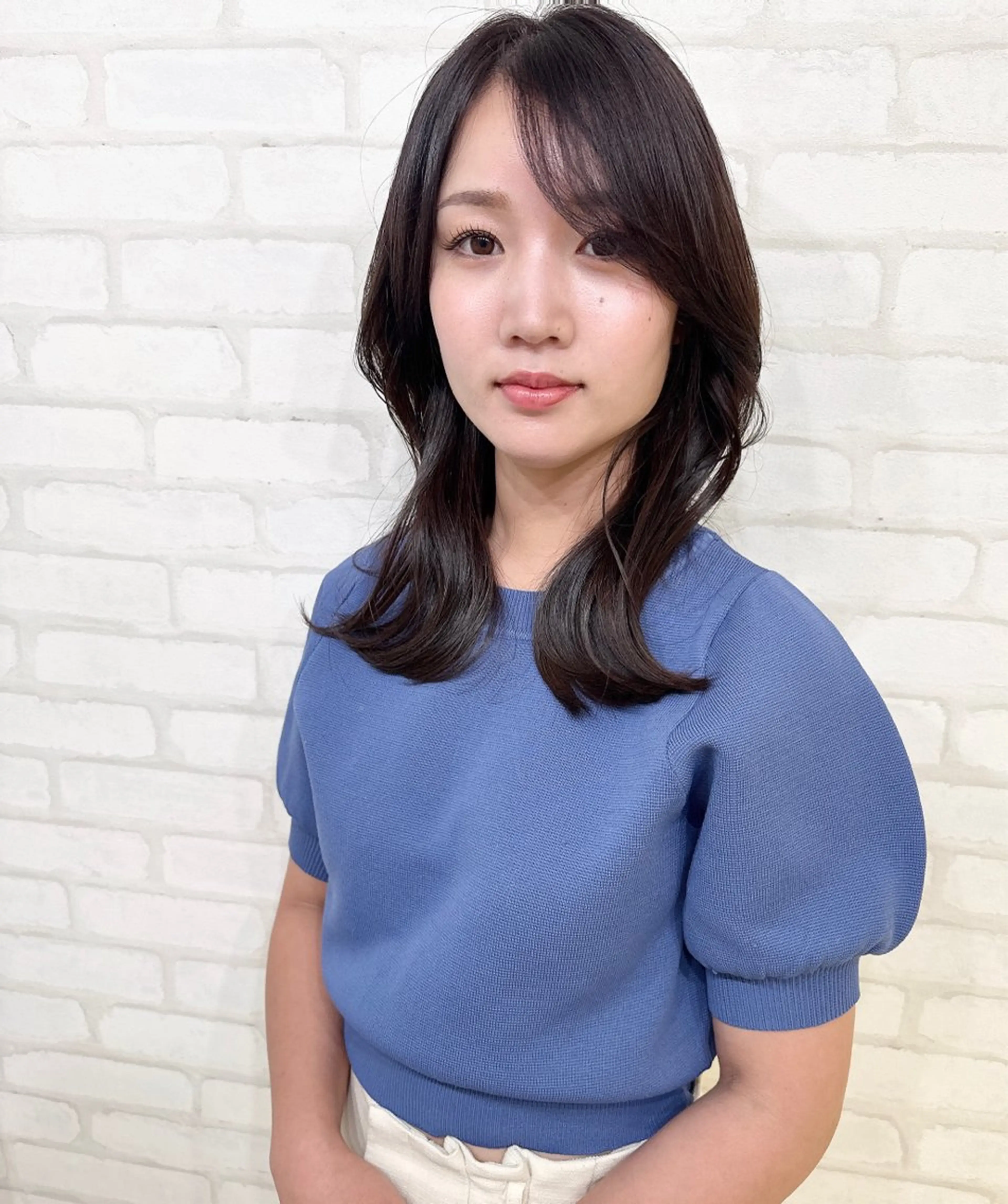 セミロング ハッシュカット 韓国風ヘア アビリタ 警固のヘアスタイル