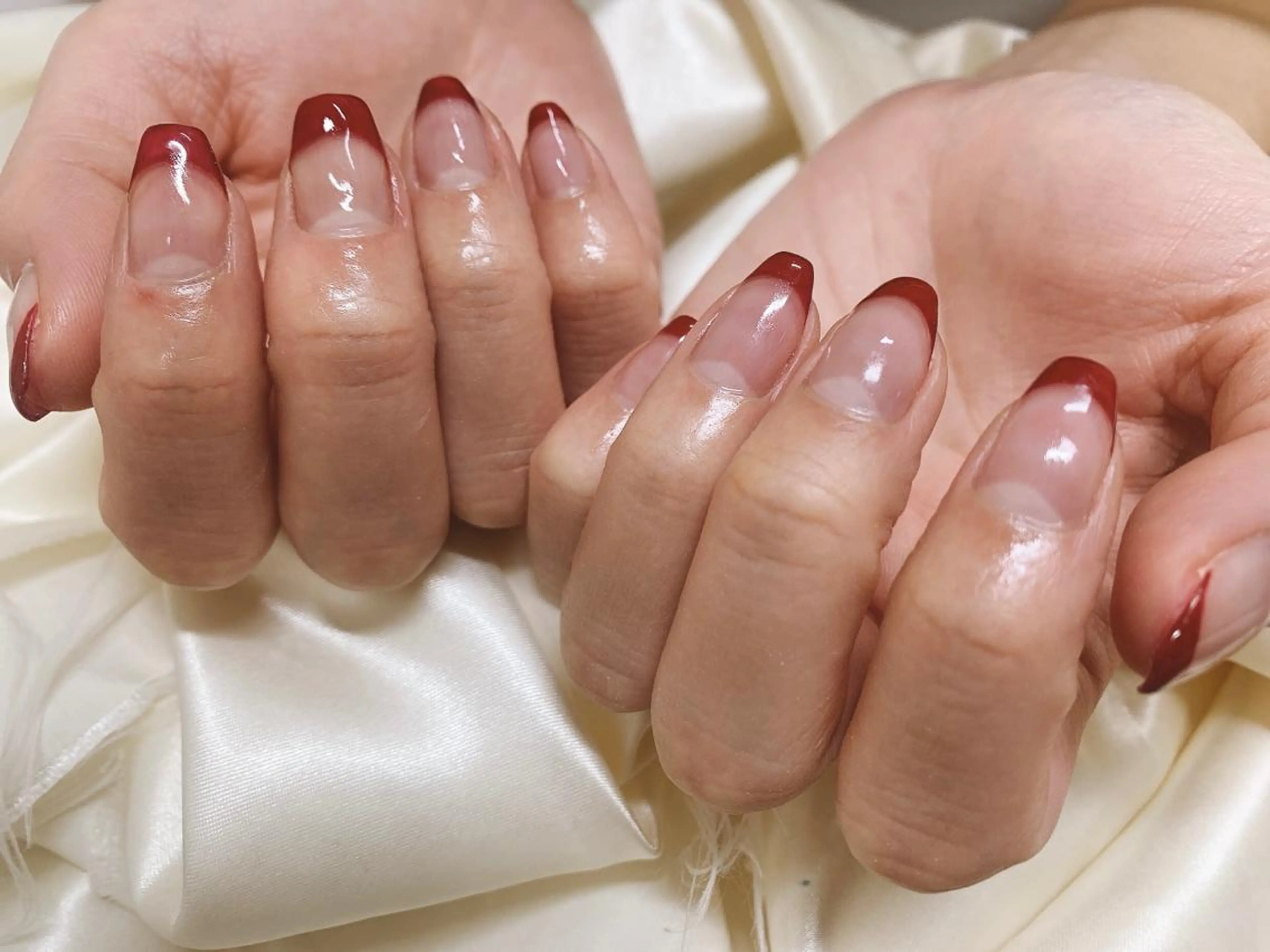 ネイル ボルドー フレンチネイル kiki nail たまプラーザのネイルデザイン