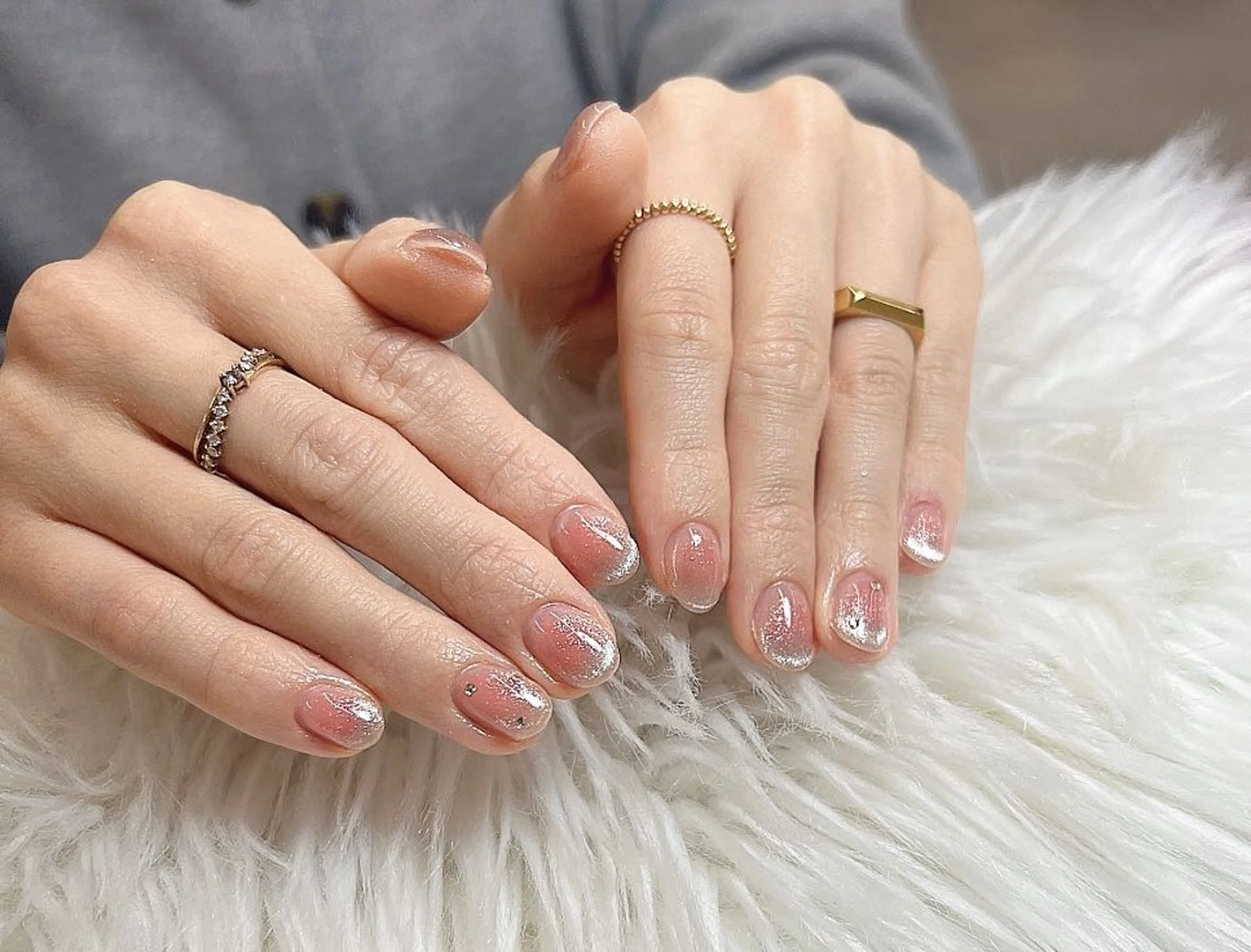 ネイル チークネイル フットネイル フレンチネイル ジェルネイル ガラスフレンチ ハンドネイル 柚子 Nikoのネイルデザイン