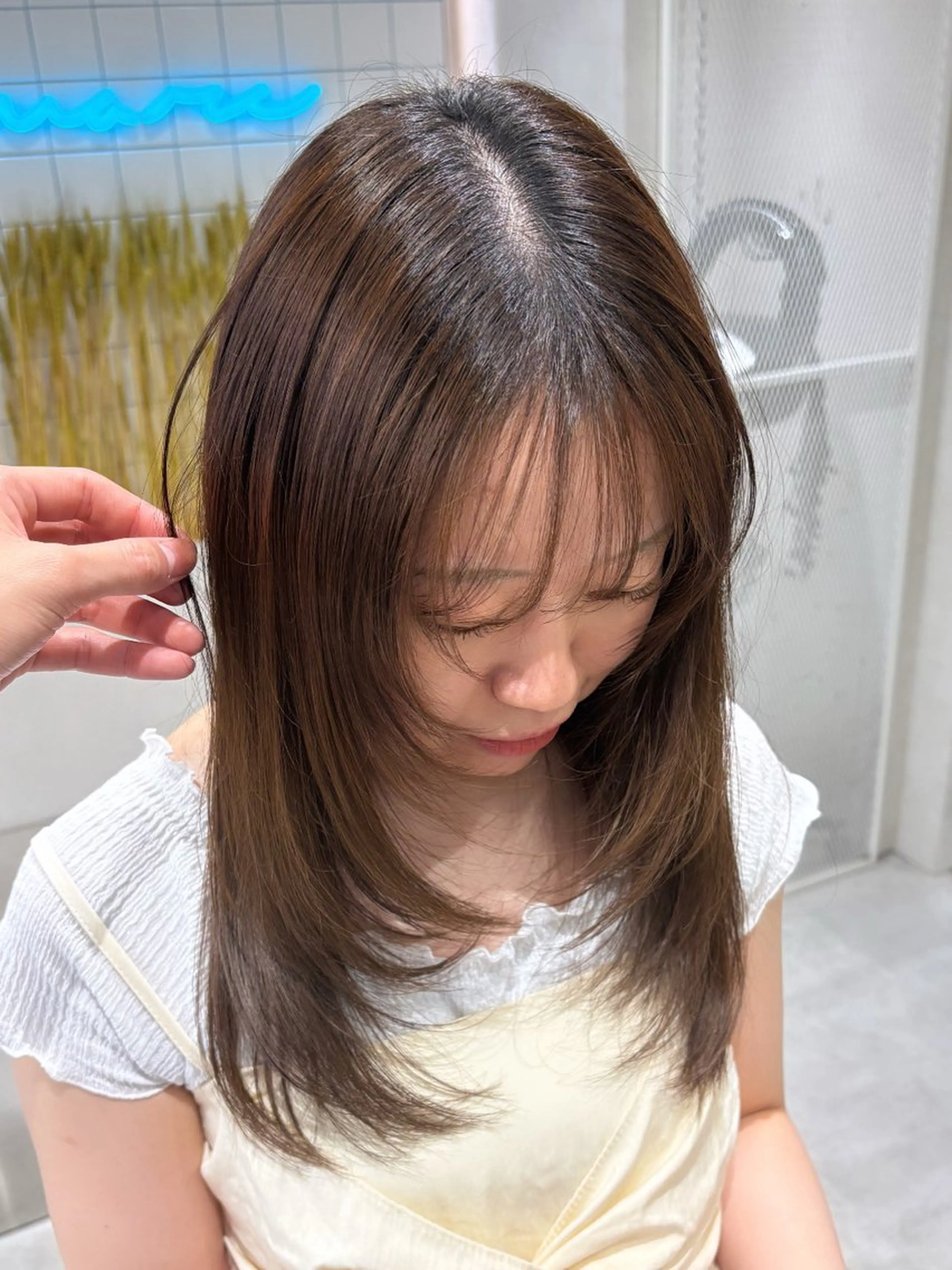 セミロング ハッシュカット ハイレイヤー 韓国風ヘア レイヤーカット Yuta✂︎ 韓国レイヤー🪽のヘアスタイル