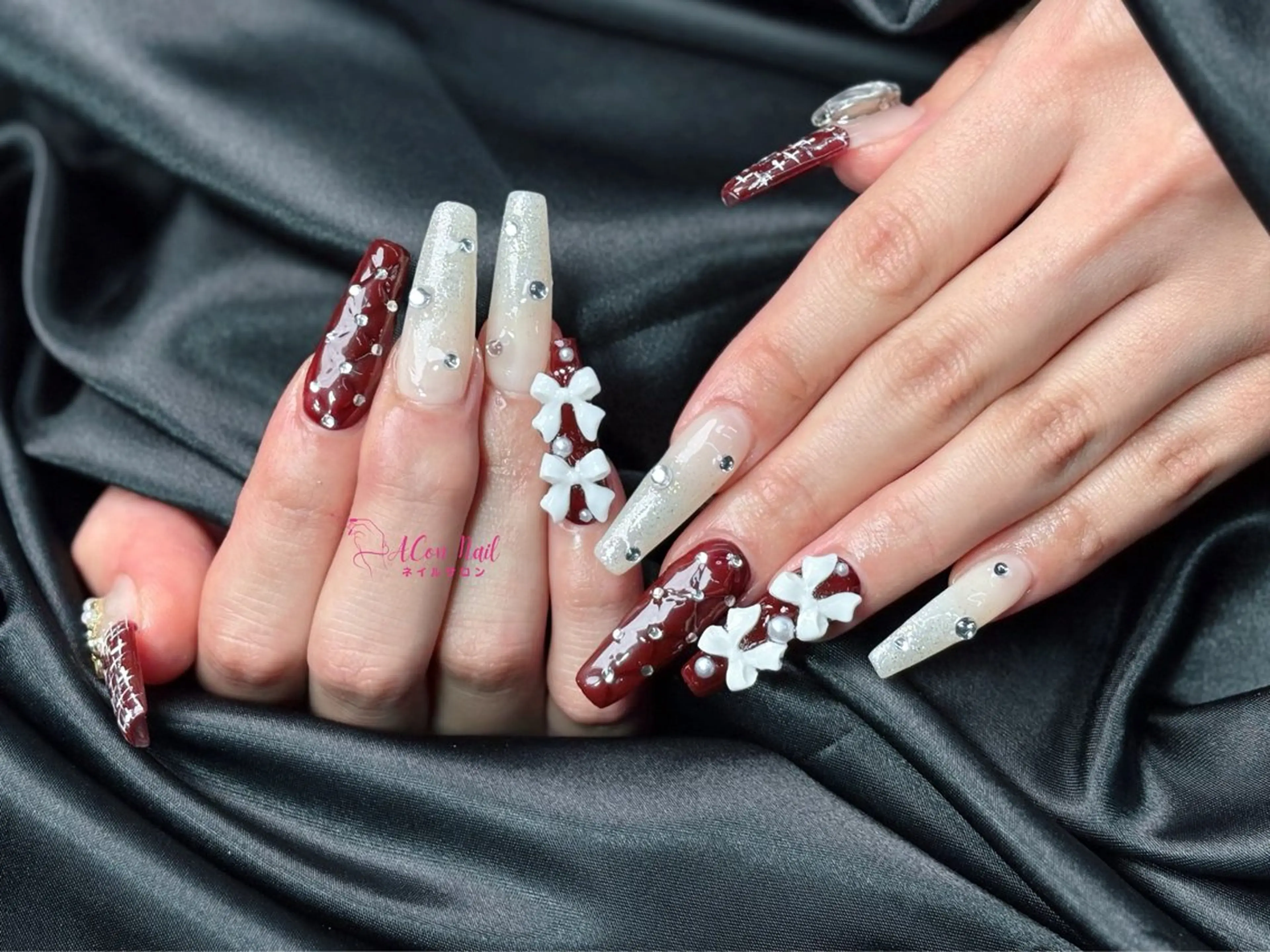 ネイル 桜ネイル 長さ出し フラワーネイル フレンチネイル ジェルネイル ハンドネイル AConNailSalon所属・ACon NailSalonのネイルデザイン