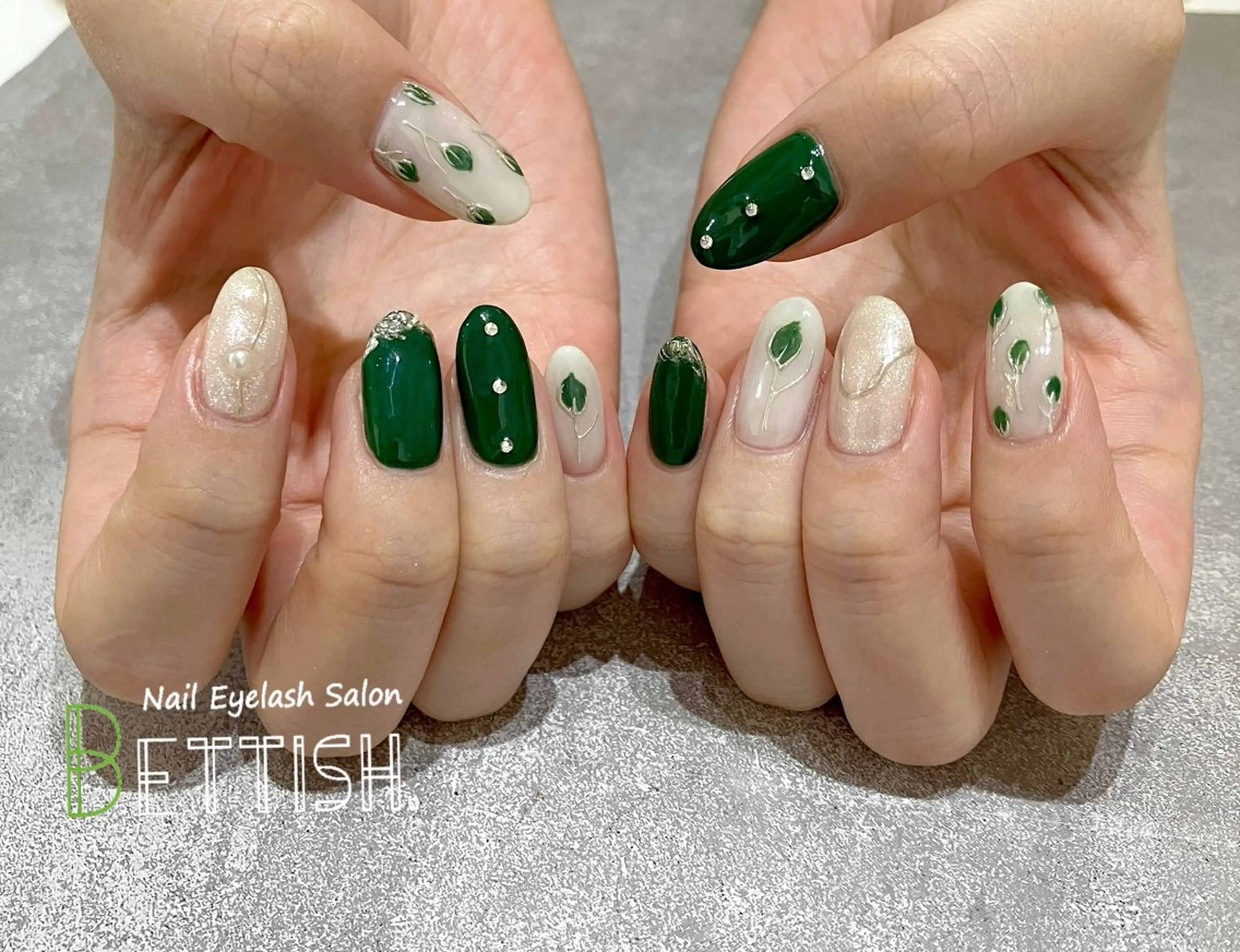 ネイル フラワーネイル グリーン 持ち込み ハンドネイル BETTISH. KUMIKO☺︎︎のネイルデザイン