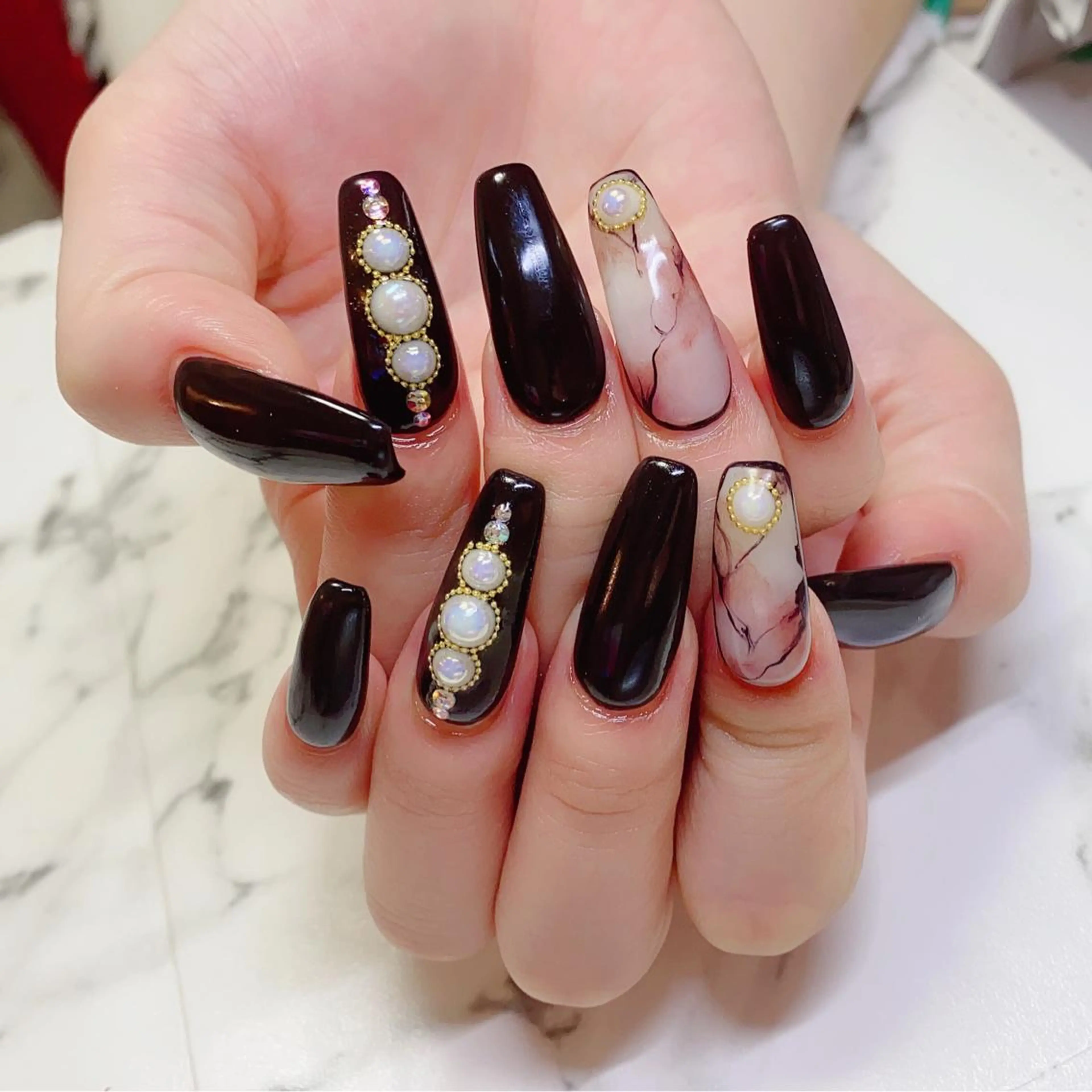 ロング カラー ネイル アートネイル 長さ出し Q Free nailsのネイルデザイン