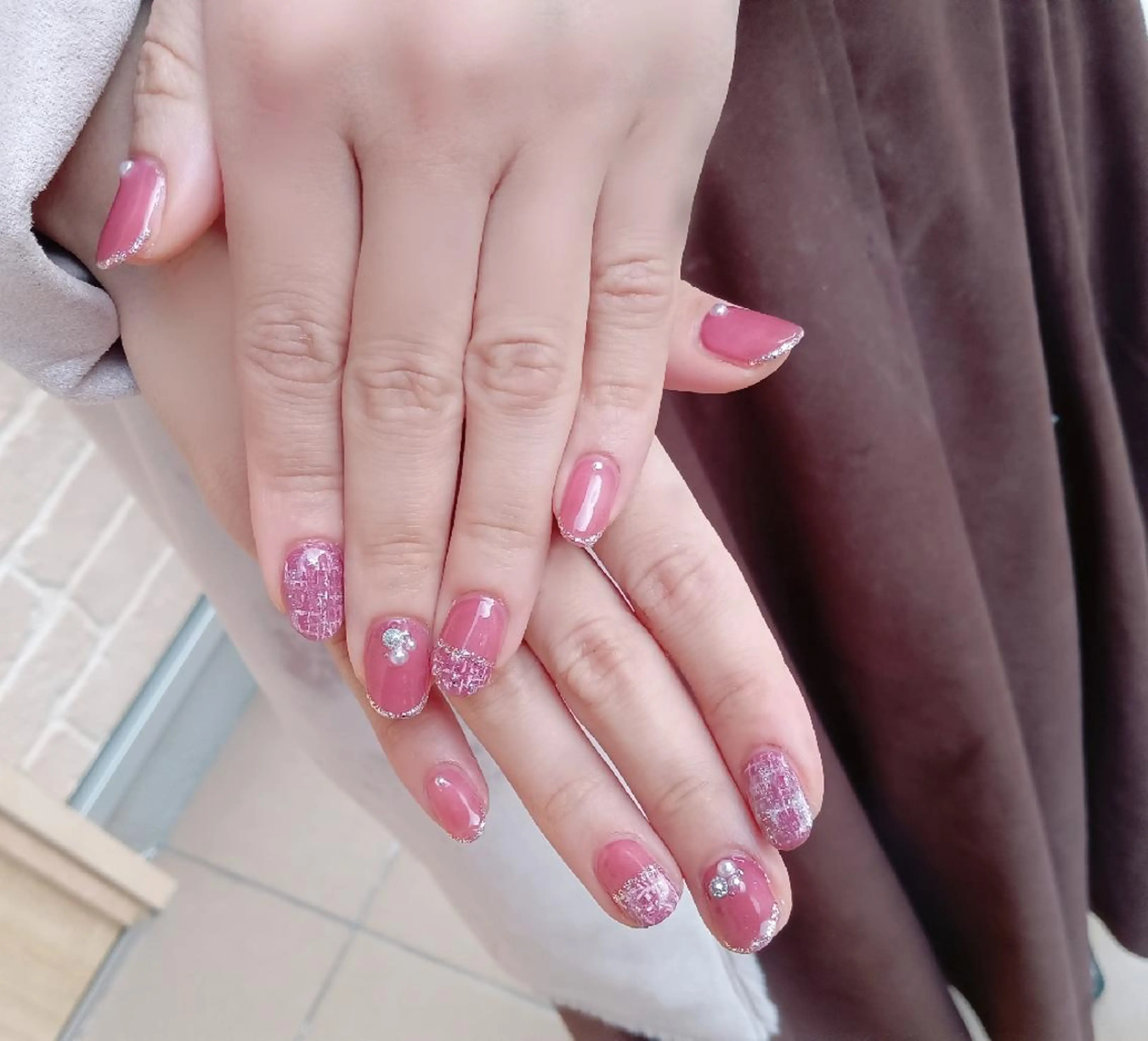 ネイル ピンク ツイードネイル ハンドネイル Nail Salon macherieのネイルデザイン