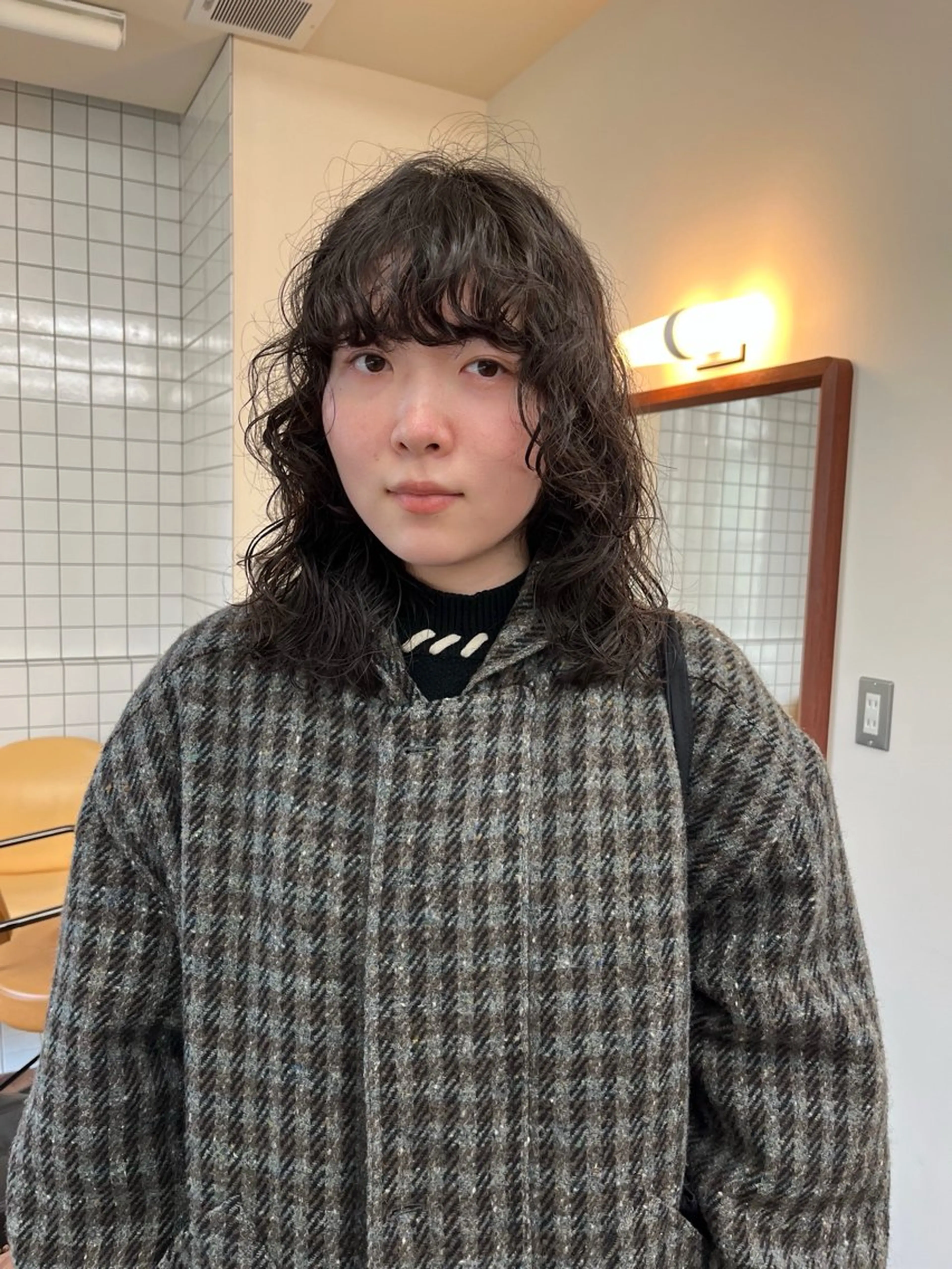 ミディアム パーマ ミディアムパーマ カット パーマ ボブパーマ/パーマ ウルフパーマのヘアスタイル