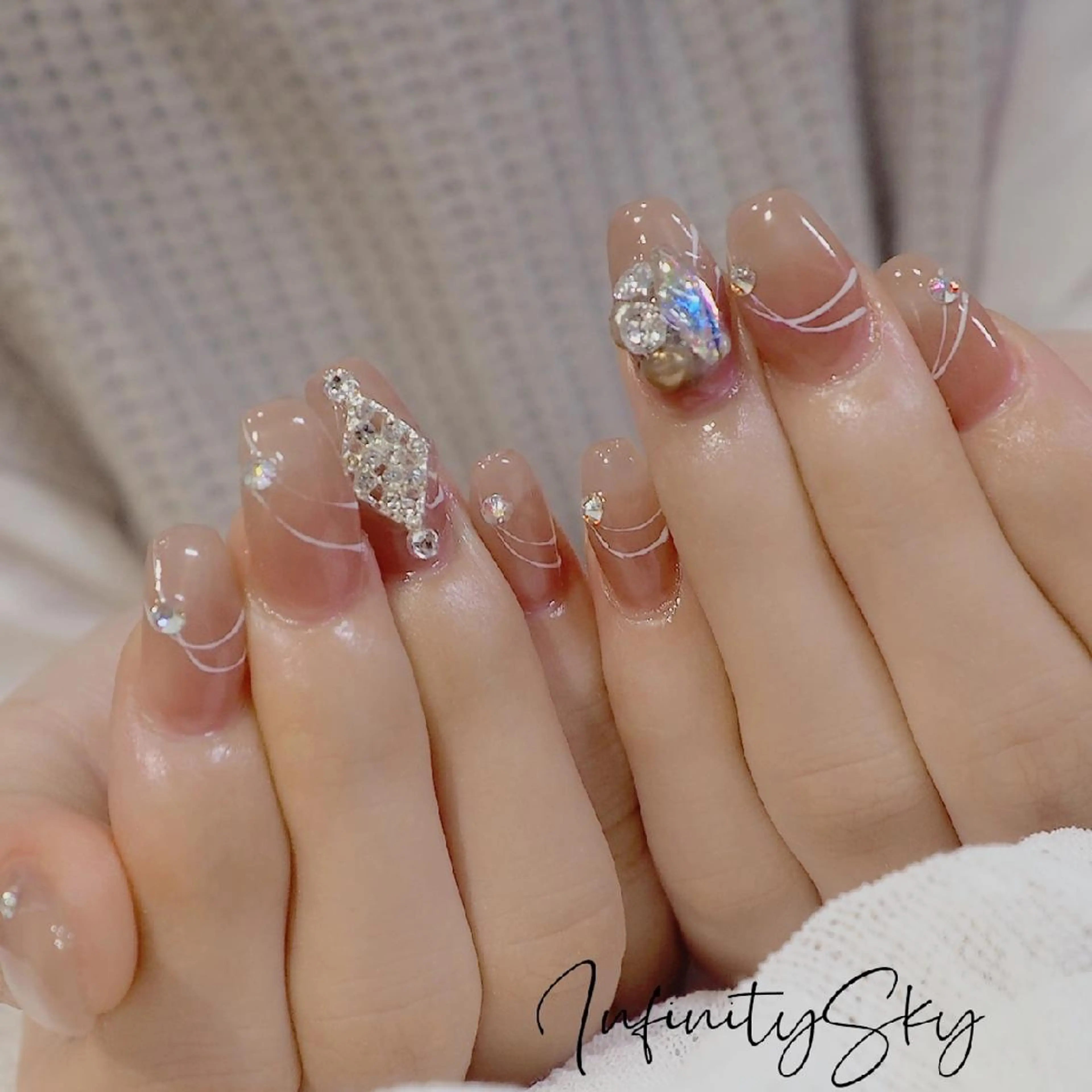 ネイル ブラウン クリアネイル infinity skyのネイルデザイン