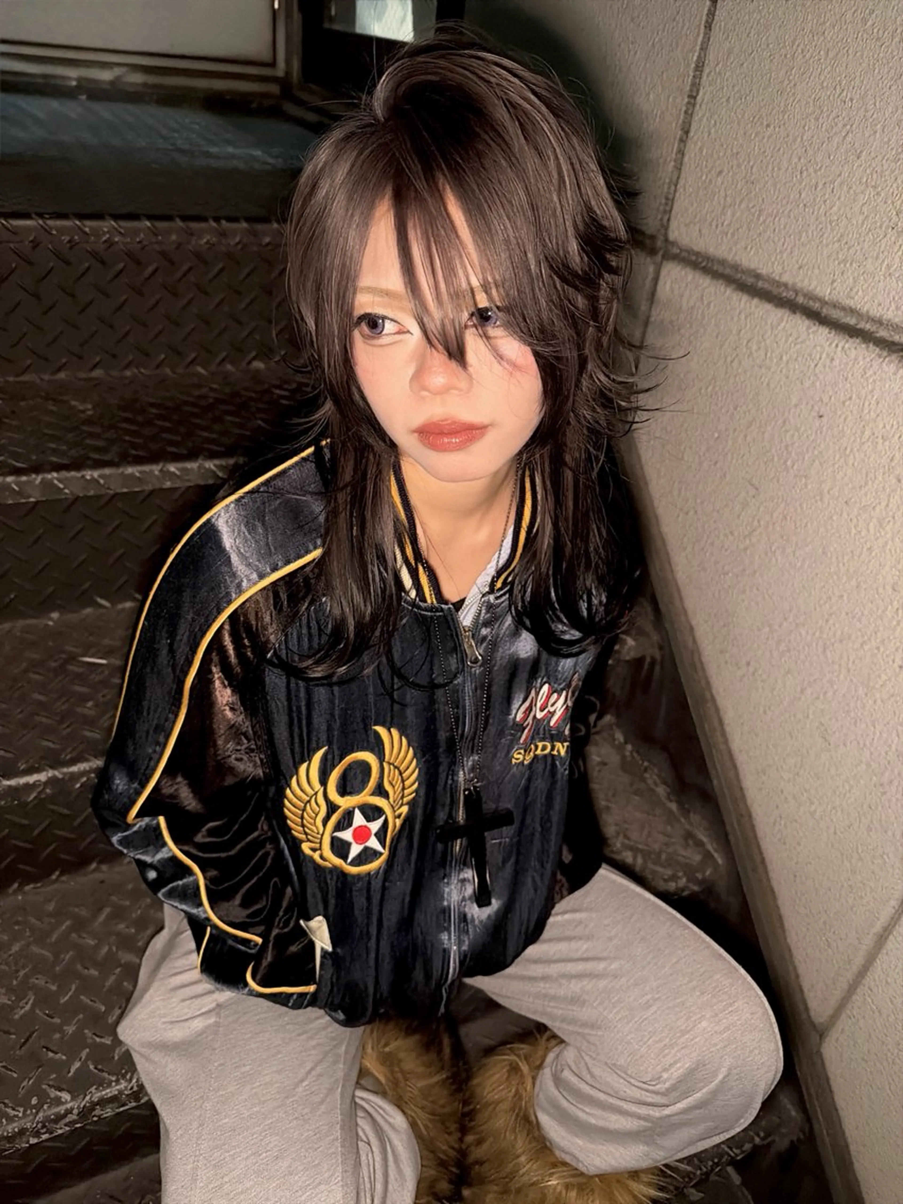 セミロング カラー パーマ ヘアアレンジ 切りっぱなしボブ ブリーチ ケアブリーチ デザインカラー ダブルカラー 【.ico】心斎橋/ ウルフ/飛田ゆうきのヘアスタイル