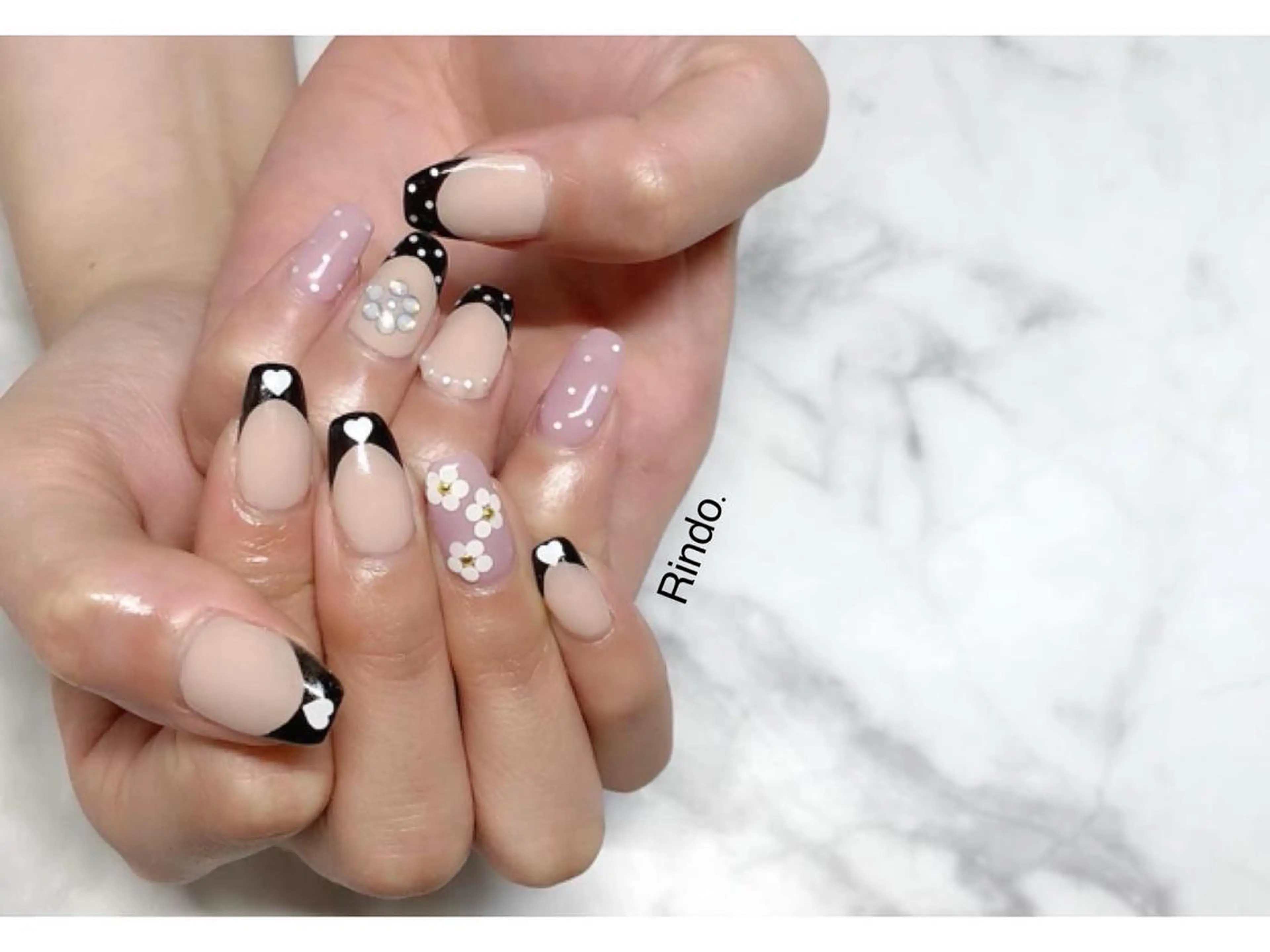 ネイル フレンチネイル ハート ハンドネイル Rindo.ネイル ♡耳つぼジュエリーのその他イメージ