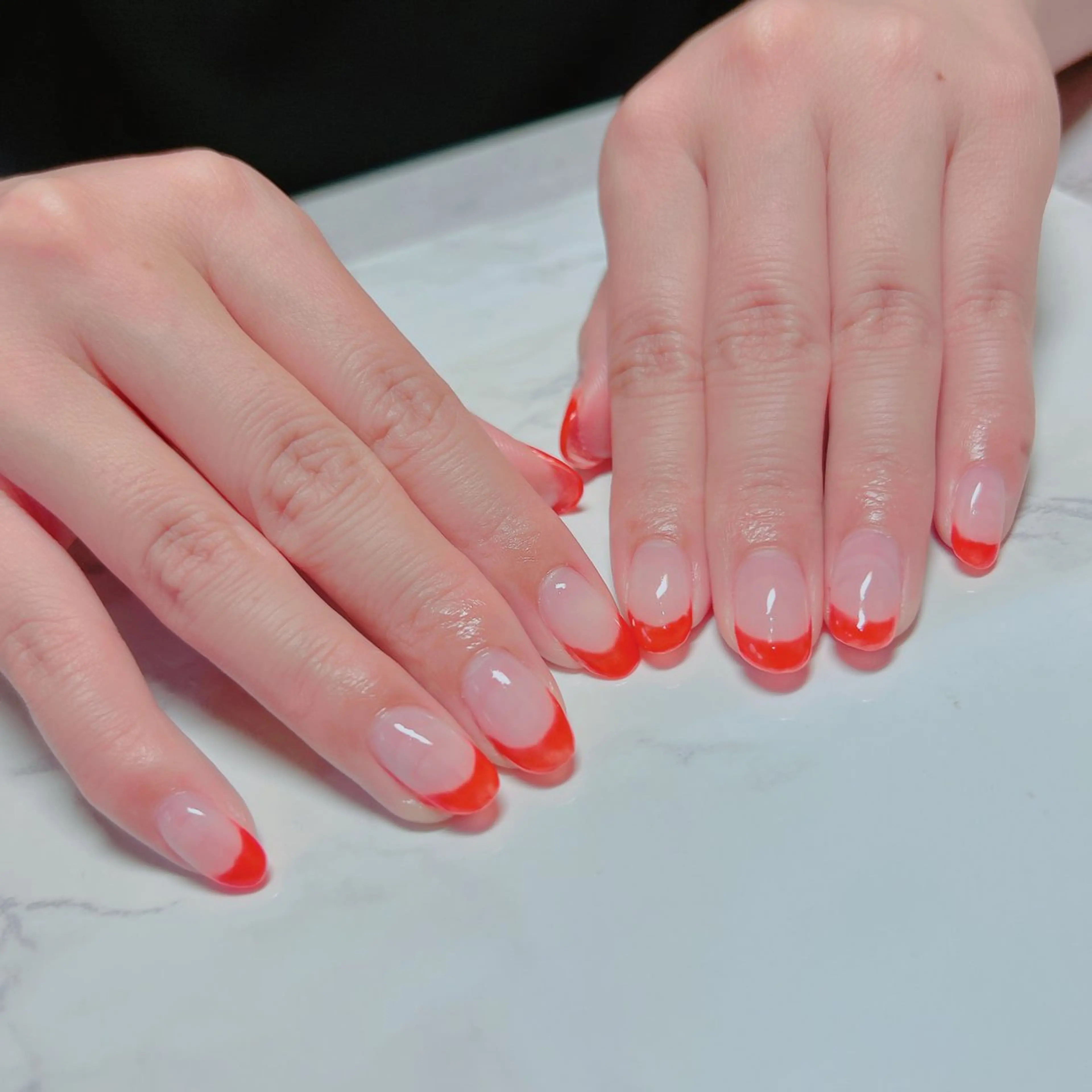 ネイル フレンチネイル オレンジ ハンドネイル たきぐち みちこのネイルデザイン