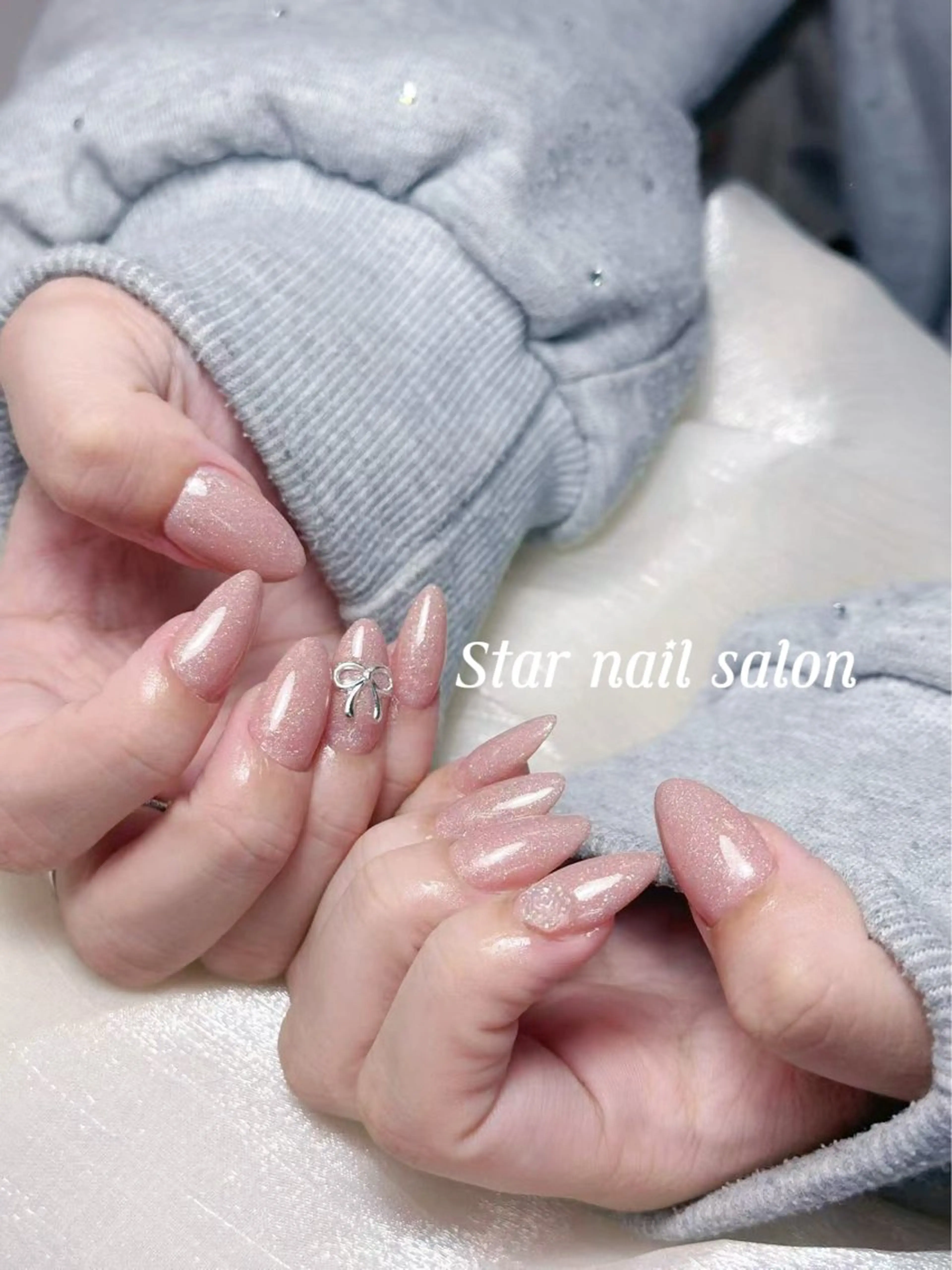 🦋NEW OPEN🦋チップ長さだしワンカラー/ラメ+パーツ2個 ☆6880 【期間限定 】5990✨の写真