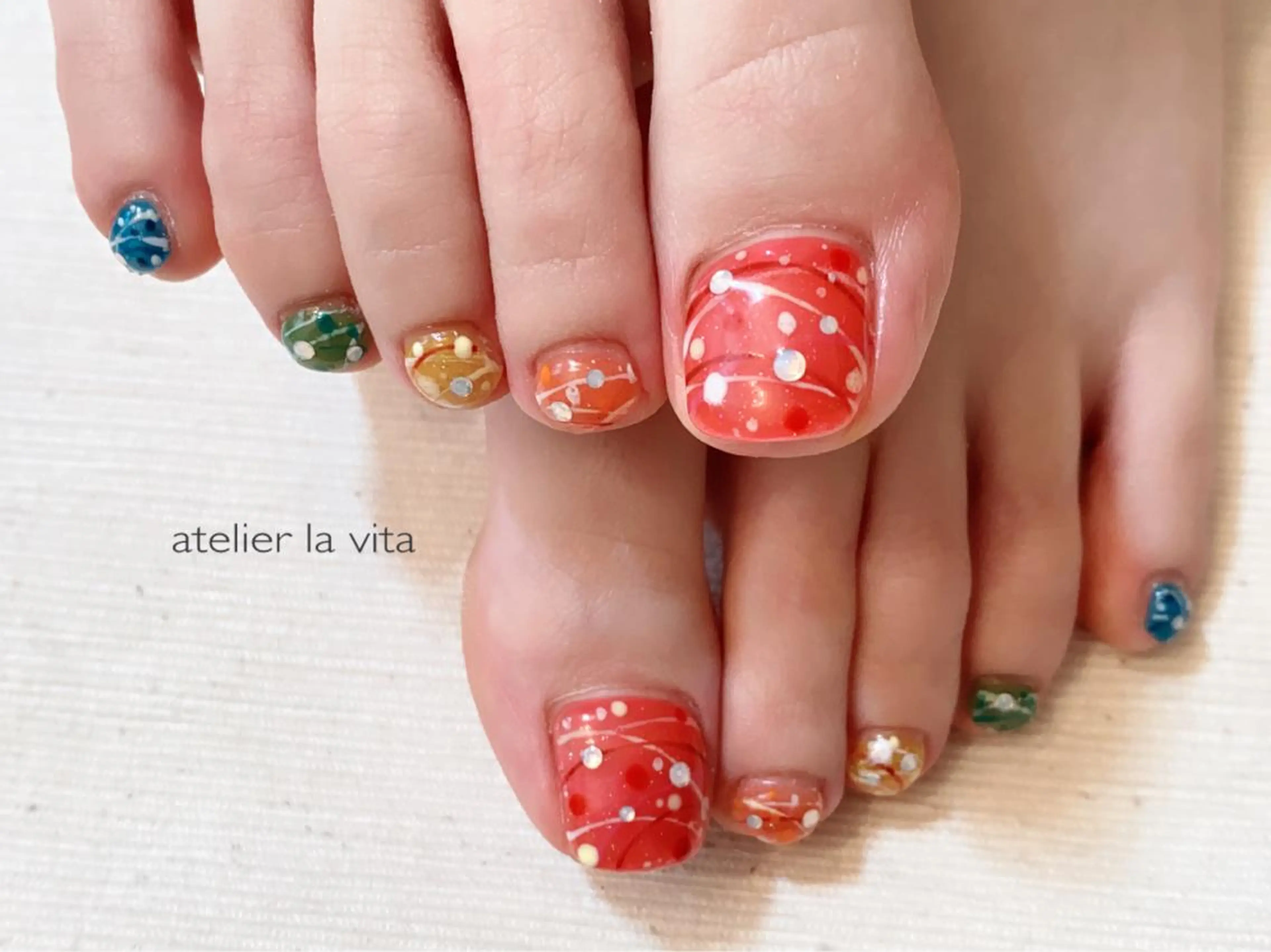 ネイル アートネイル クリアネイル ドット フットネイル 夏ネイル atelier la vita所属・lavita. mimuraのネイルデザイン