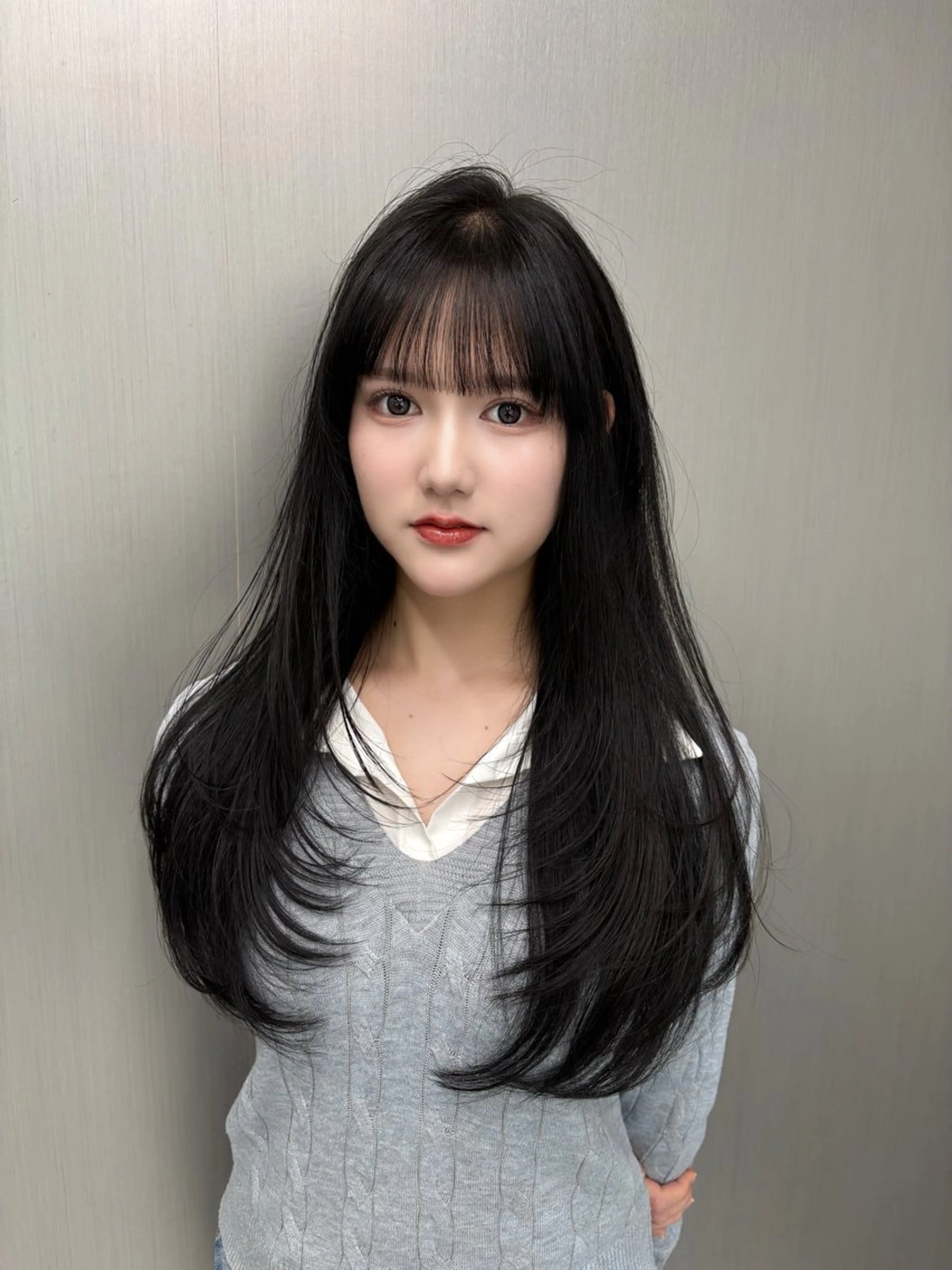 ロング カラー 韓国風ヘア レイヤーカット カット ヘアカラー トリートメント 堤 翔平のヘアスタイル