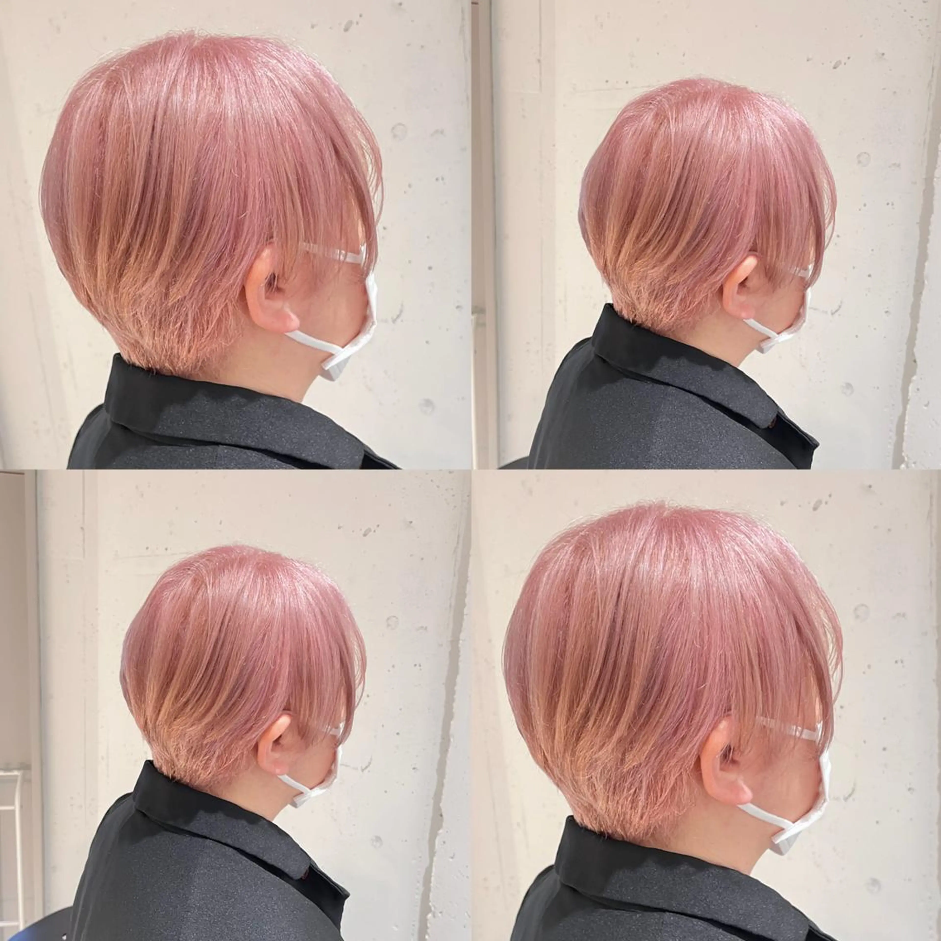 ショート カラー 透明感カラー ハイトーンカラー ピンクカラー ショートヘア カジュアルを女っぽく 𝗮𝘆𝗮𝗰𝗼のヘアスタイル