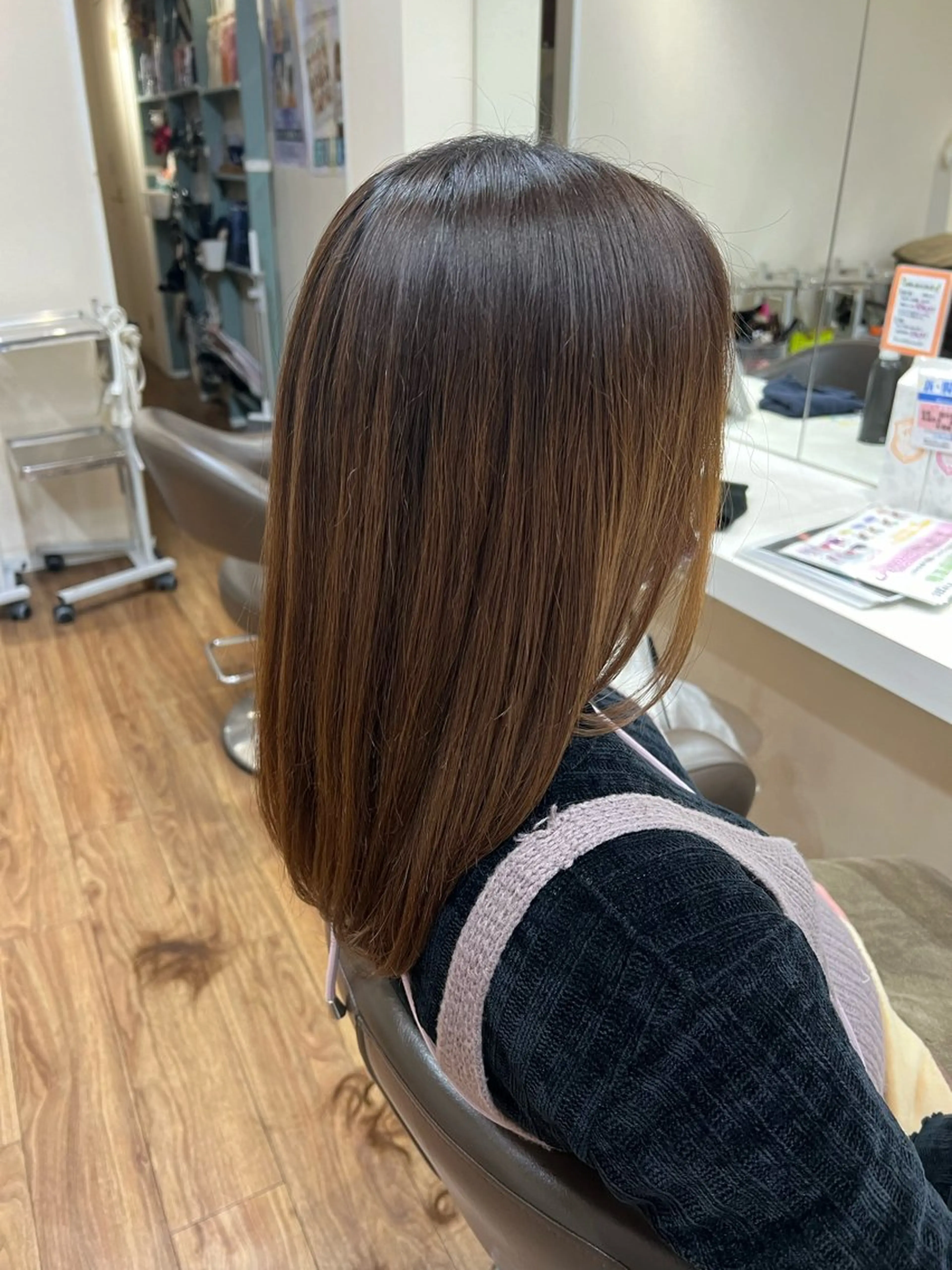 ロング カット 朝が楽になる艶髪縮毛 ✨中稲明梨のヘアスタイル