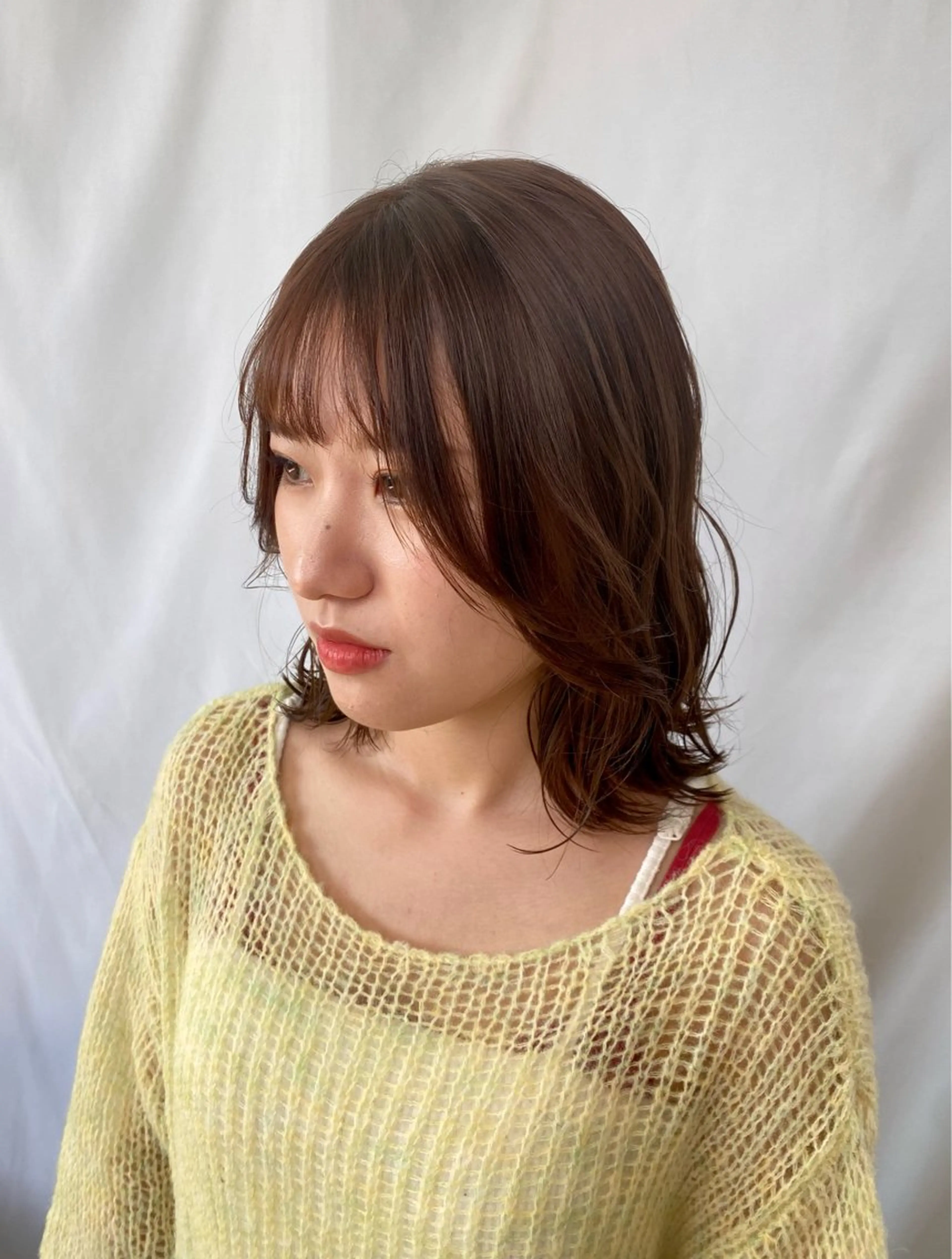 ミディアム カラー ベージュカラー オリーブベージュ ヘアカラー トリートメント 鹿児島 聖来のヘアスタイル