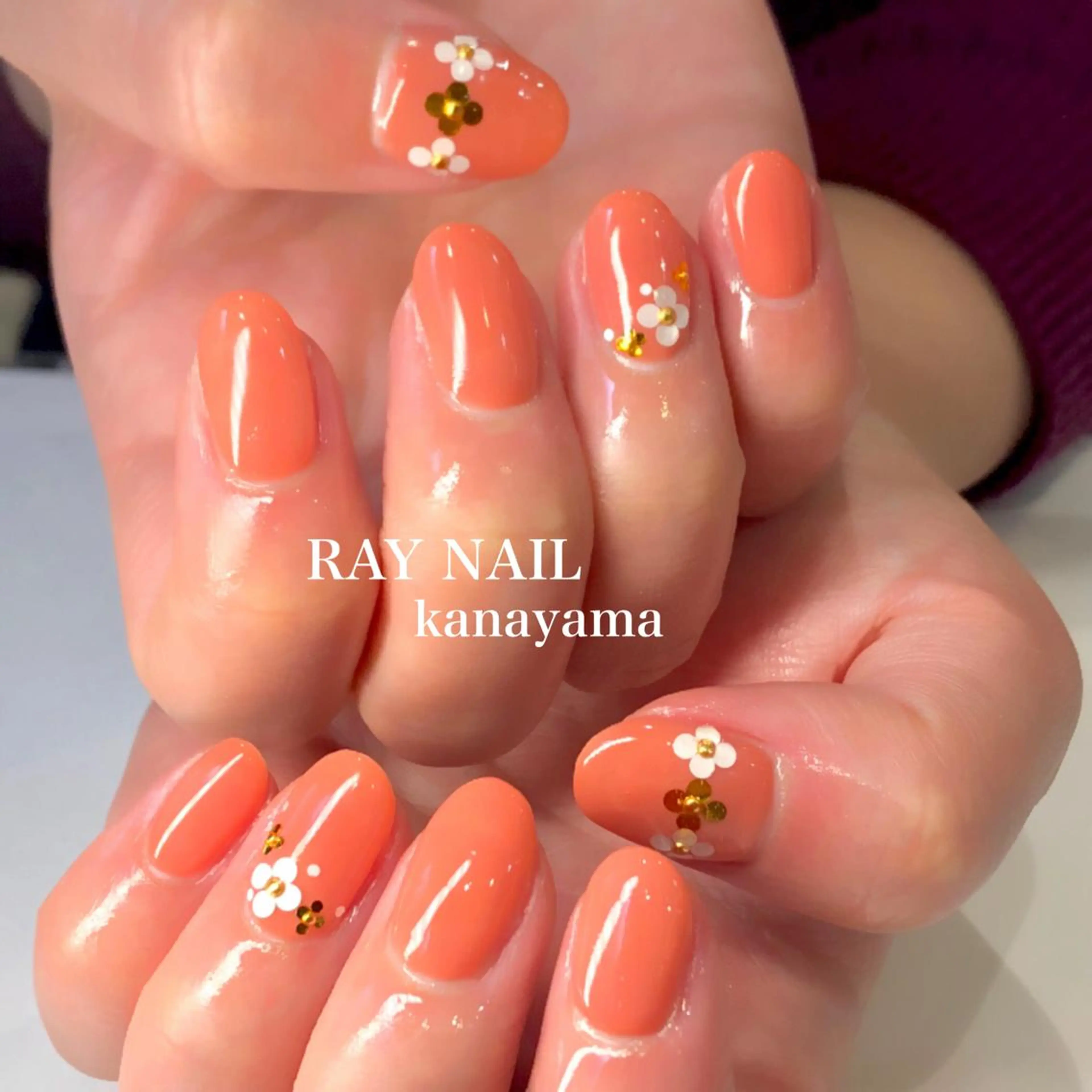 ネイル フラワーネイル ワンカラーネイル Arowa 伊田のネイルデザイン
