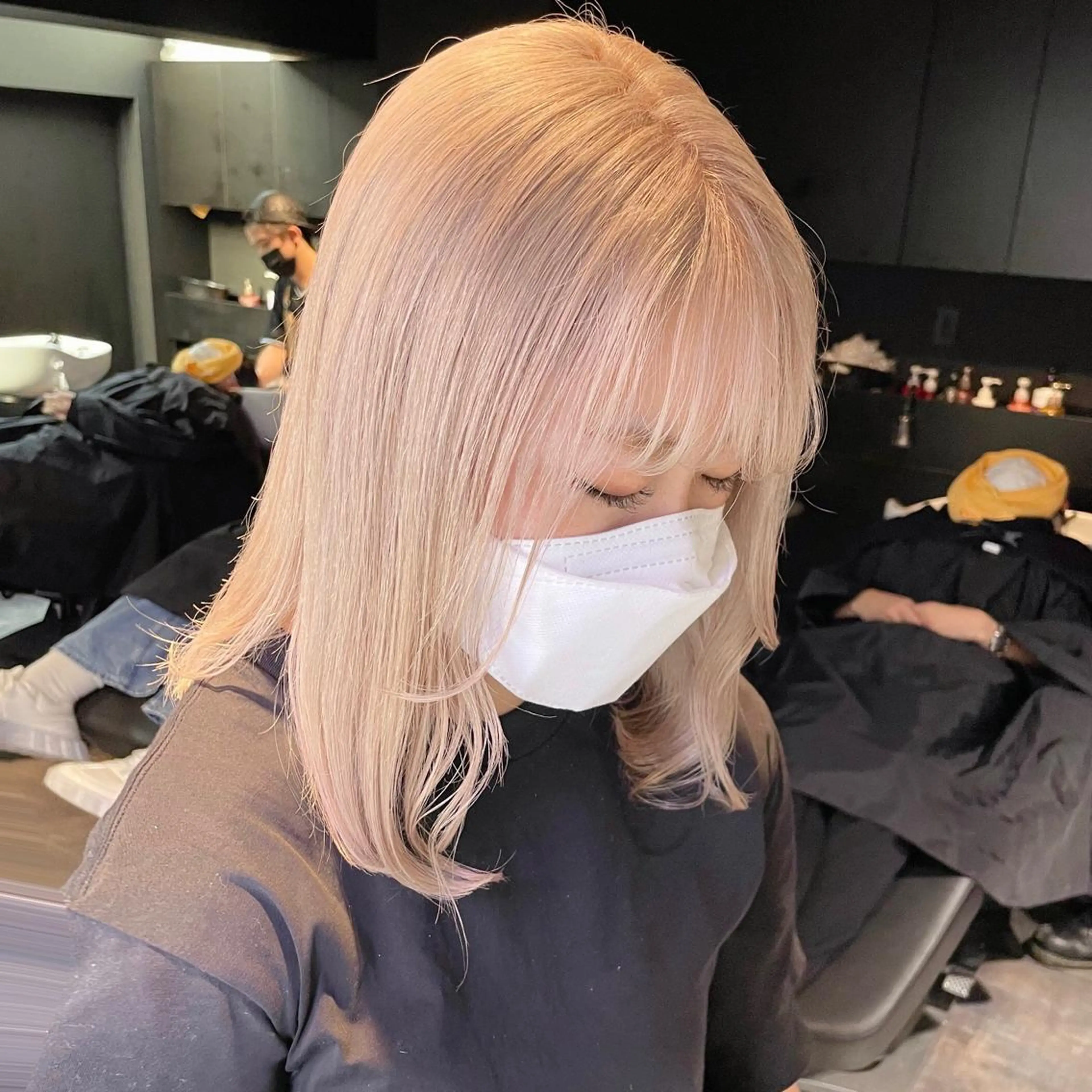 ミディアム カラー ハイトーンカラー ヘアカラー トリートメント MiL所属・✨ハイトーン✨ 濱田知孝のヘアスタイル