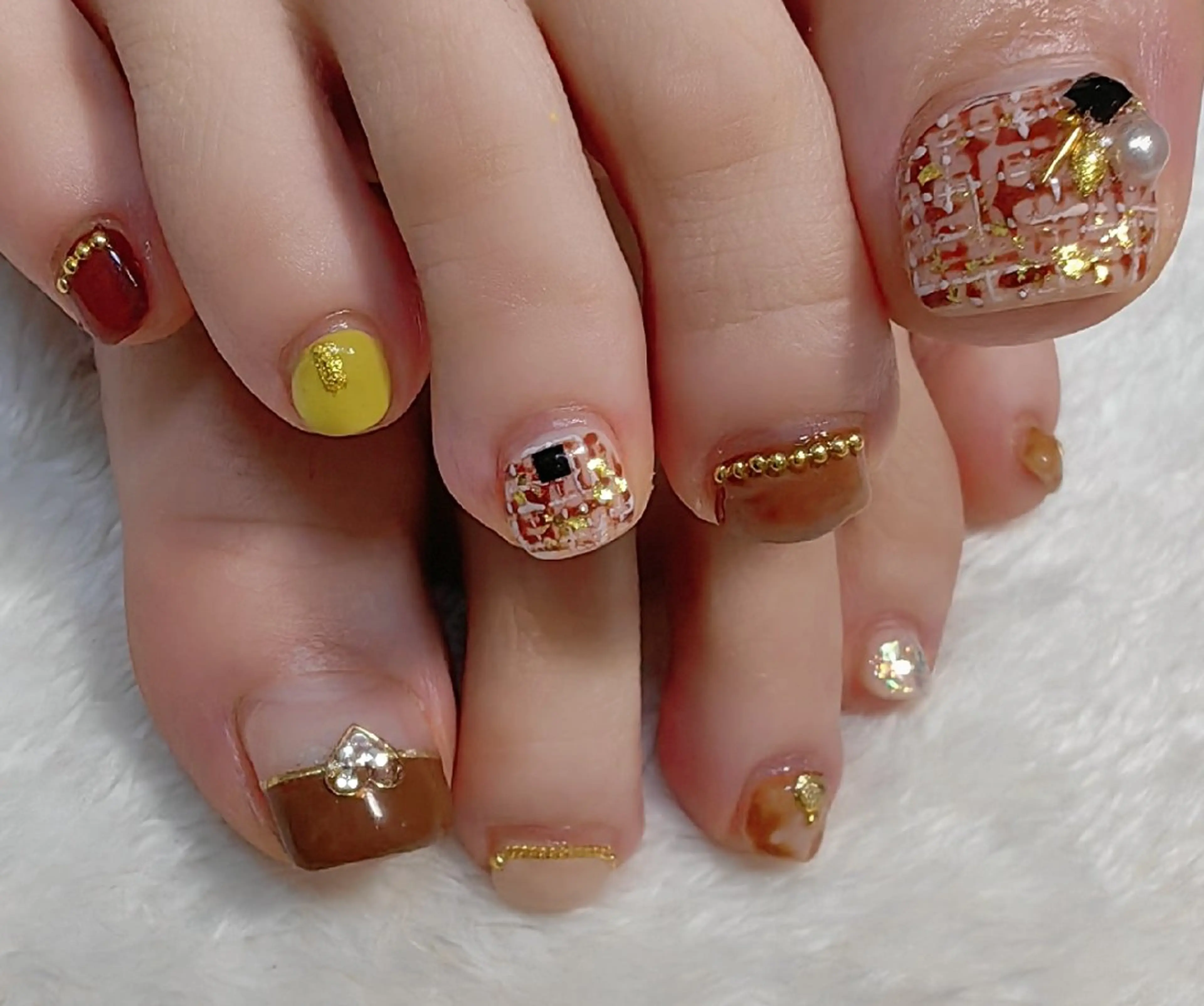 ネイル ツイードネイル フットネイル reve あやののネイルデザイン