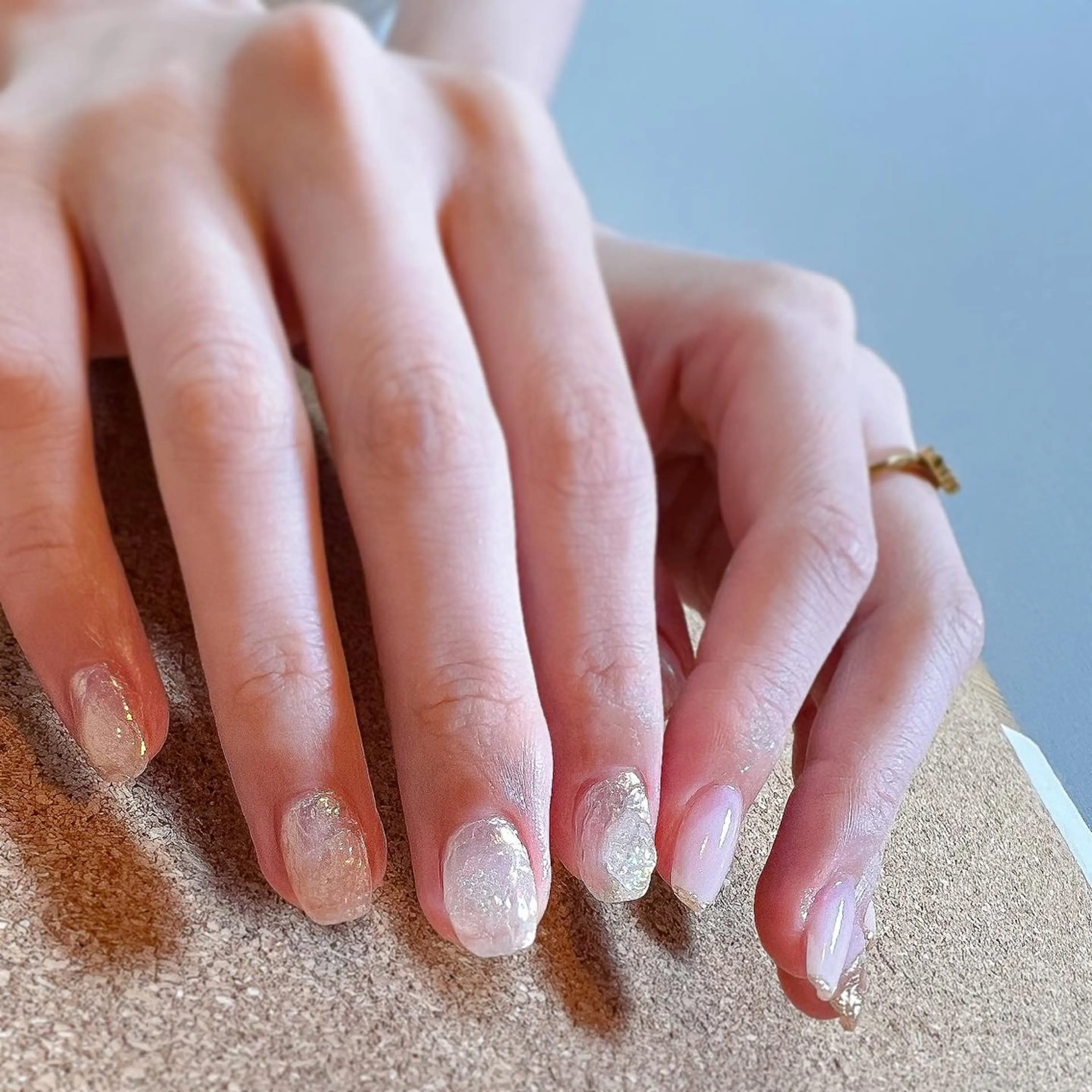 ネイル ゴールド ミラーネイル ニュアンスネイル シルバー 夏ネイル ハンドネイル pointillé .ayaのネイルデザイン