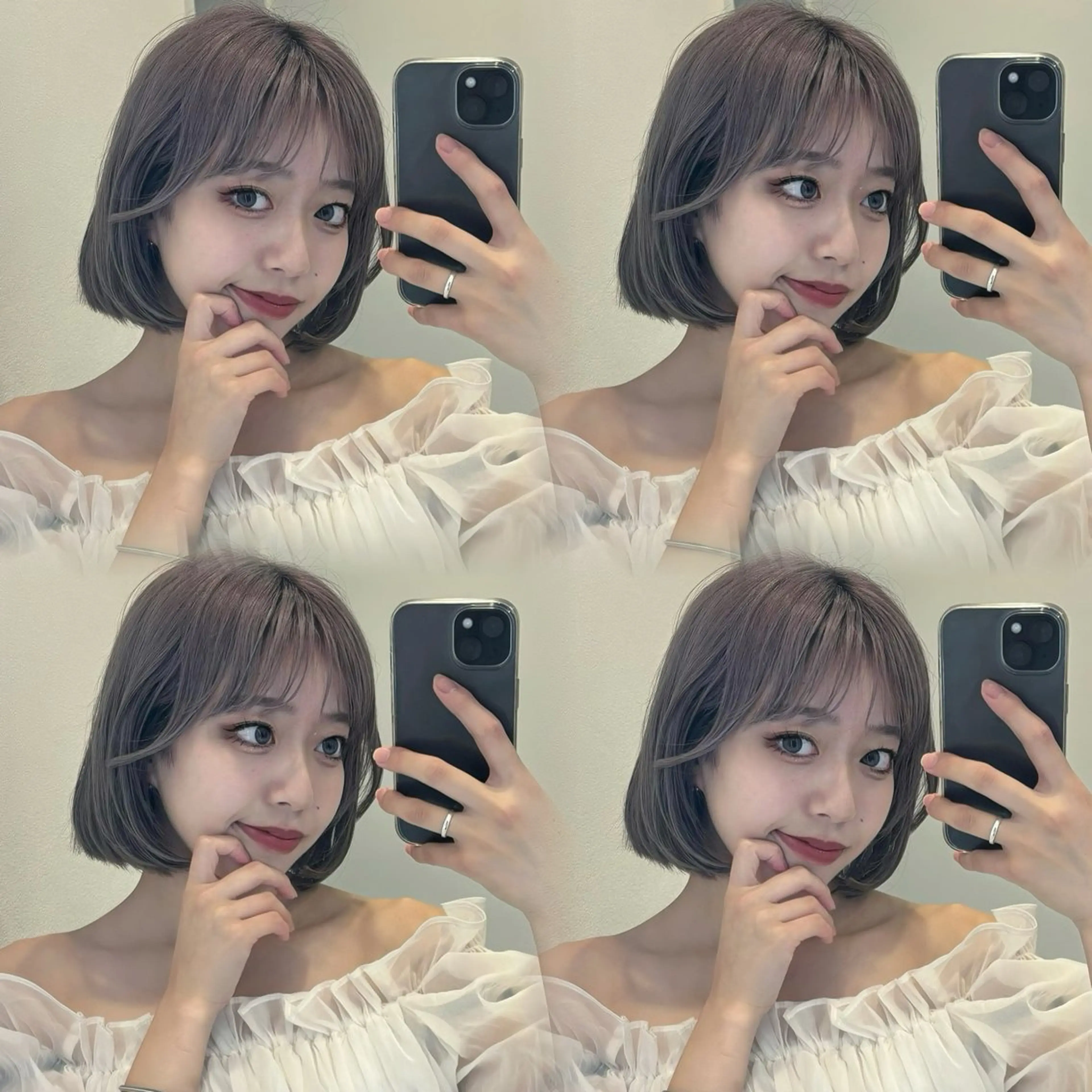 ショート ヘアアレンジ 切りっぱなしボブ ボブ タンバルモリ 韓国風ヘア ワンホンヘア 韓国/ワンホン/新宿 /Rumiのヘアスタイル