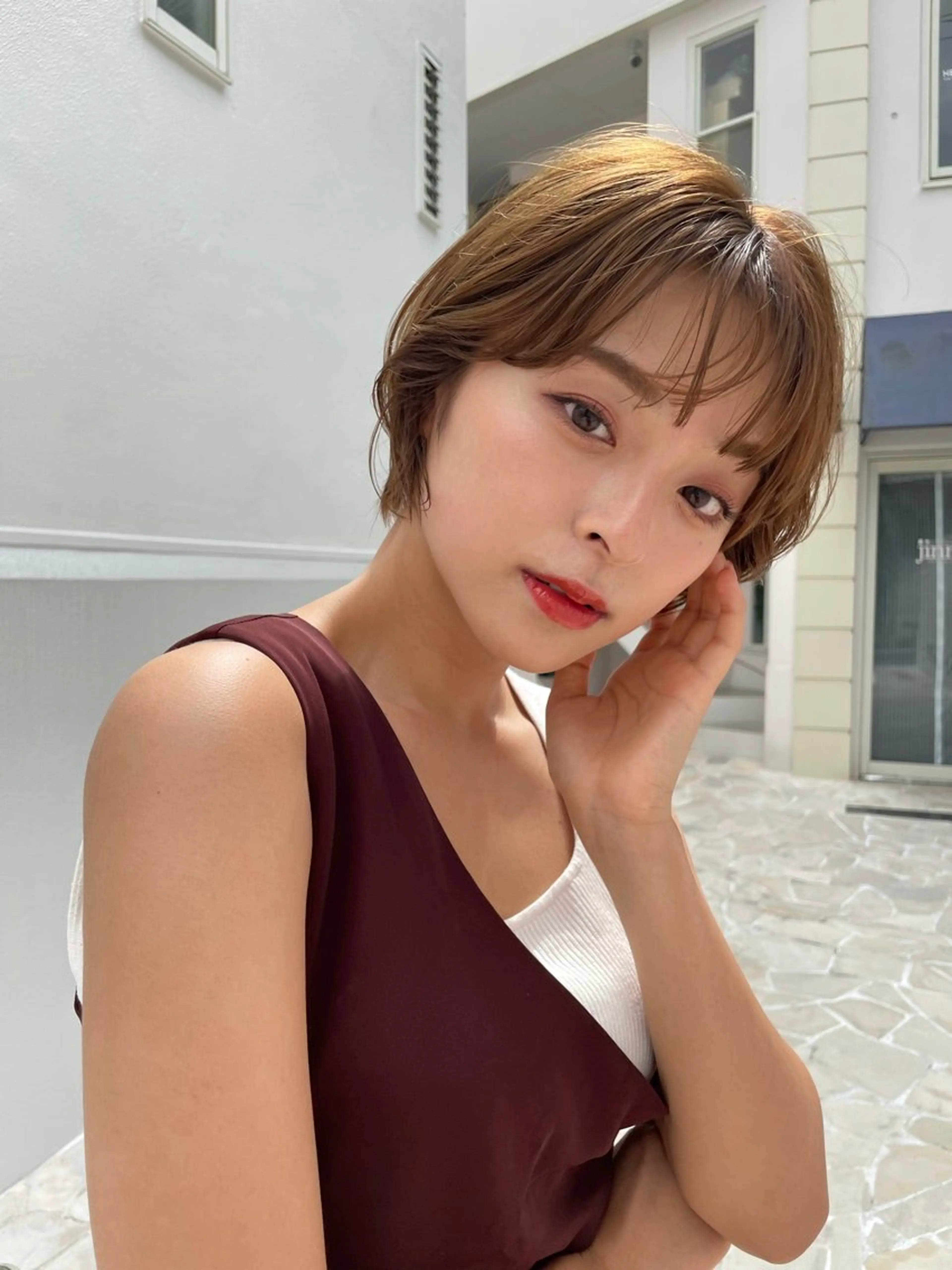 ショート ボブ ショートヘア 【arc】Ruri コテ巻き風パーマのヘアスタイル