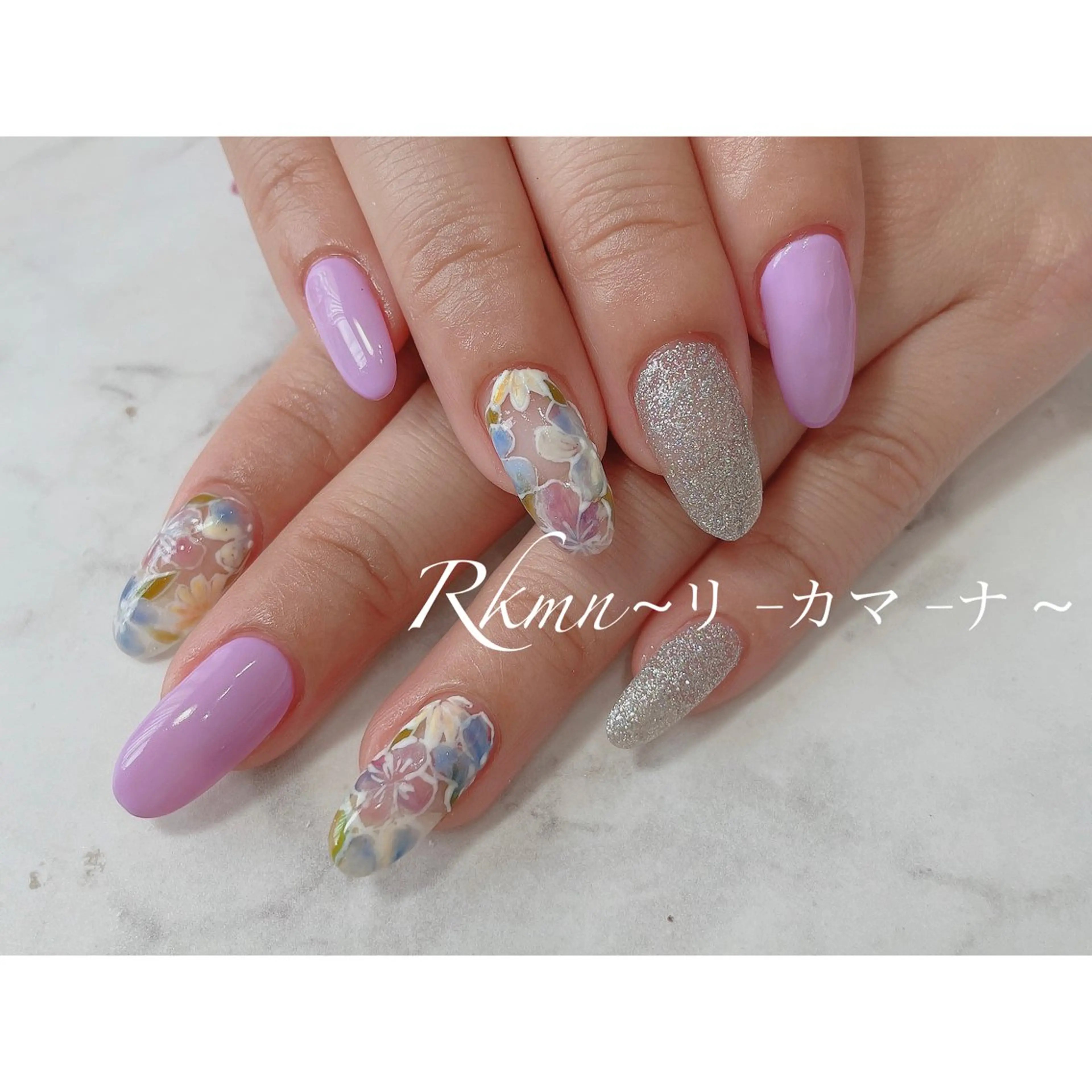 ネイル アートネイル フラワーネイル ピンク 春ネイル ハンドネイル フットネイル ハンドケア Rkmn ~リ-カマ-ナ~のネイルデザイン