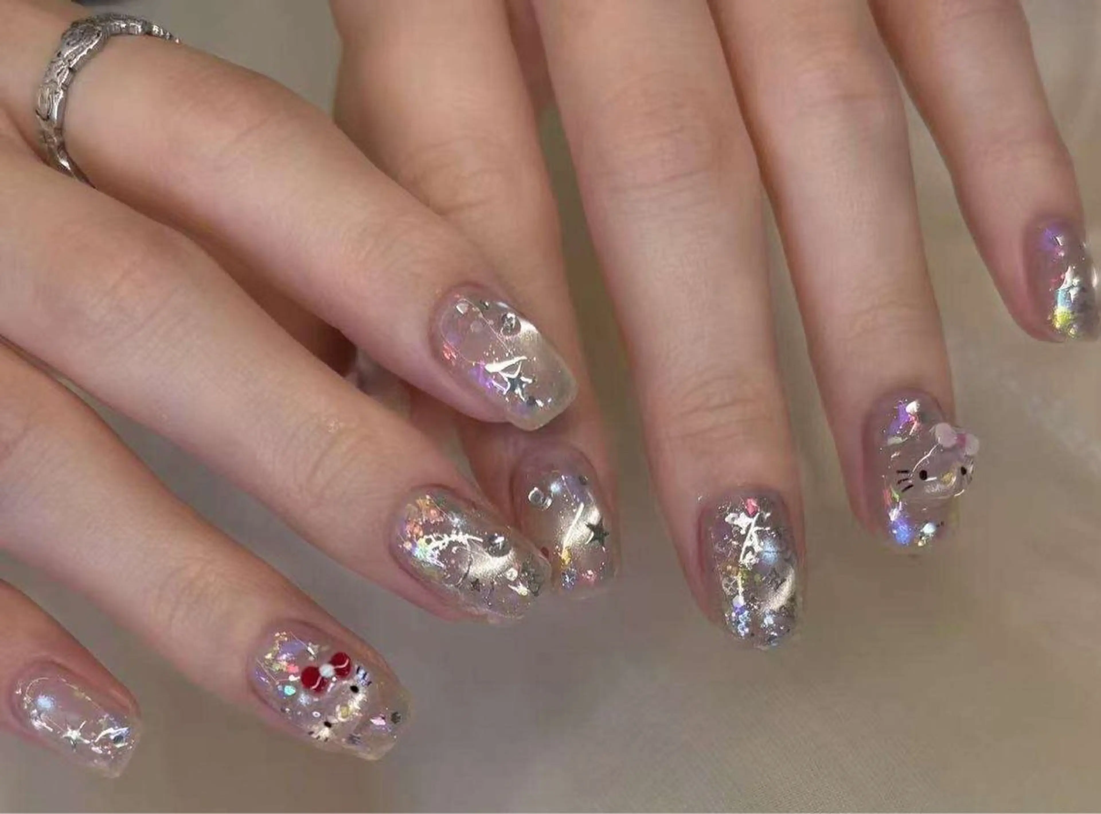 ネイル オーロラネイル フラワーネイル フットネイル フレンチネイル ジェルネイル ハンドネイル BabyYouMi ねねのネイルデザイン
