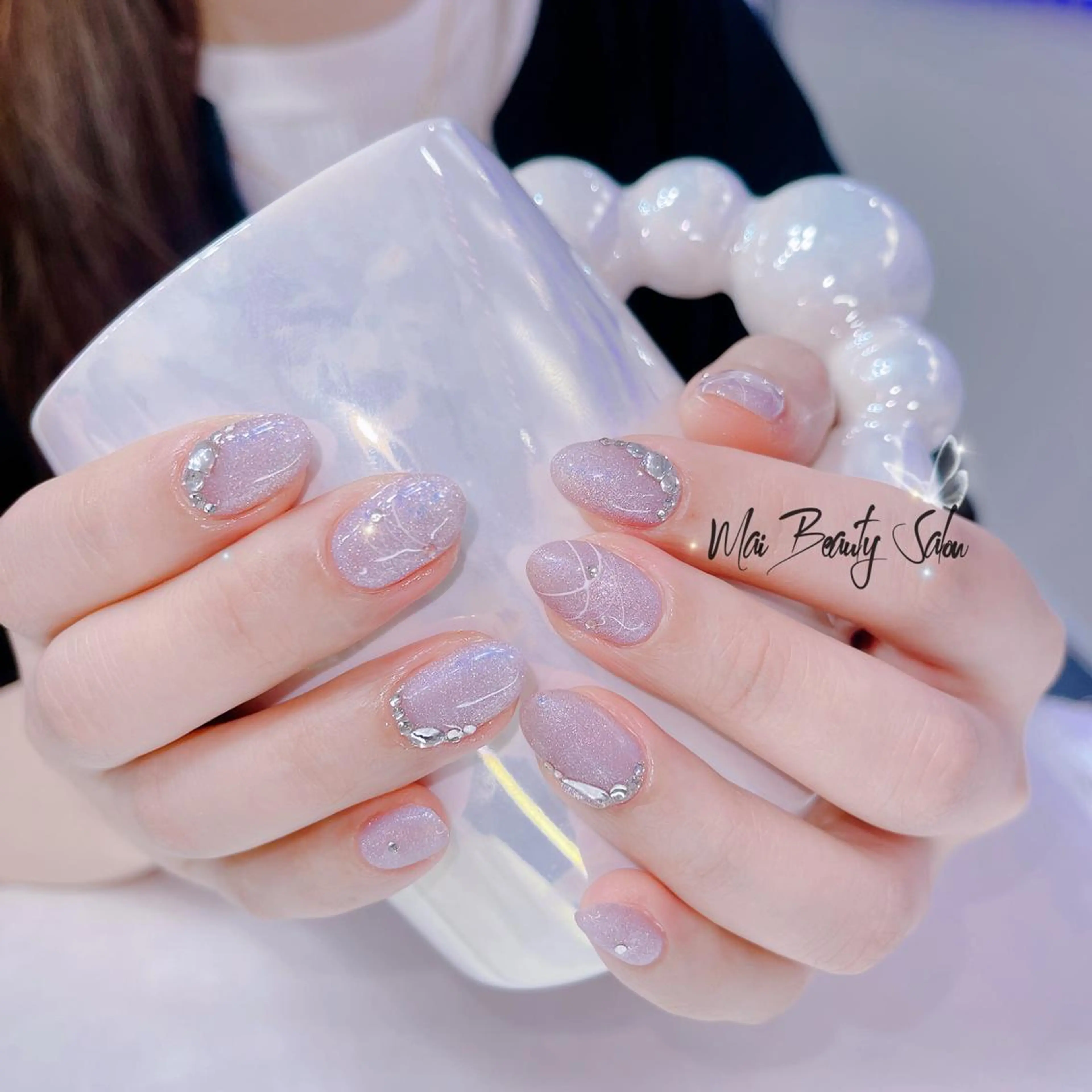 ネイル オーロラネイル 長さ出し フラッシュネイル フレンチネイル ジェルネイル MaiBeauty dodoのネイルデザイン