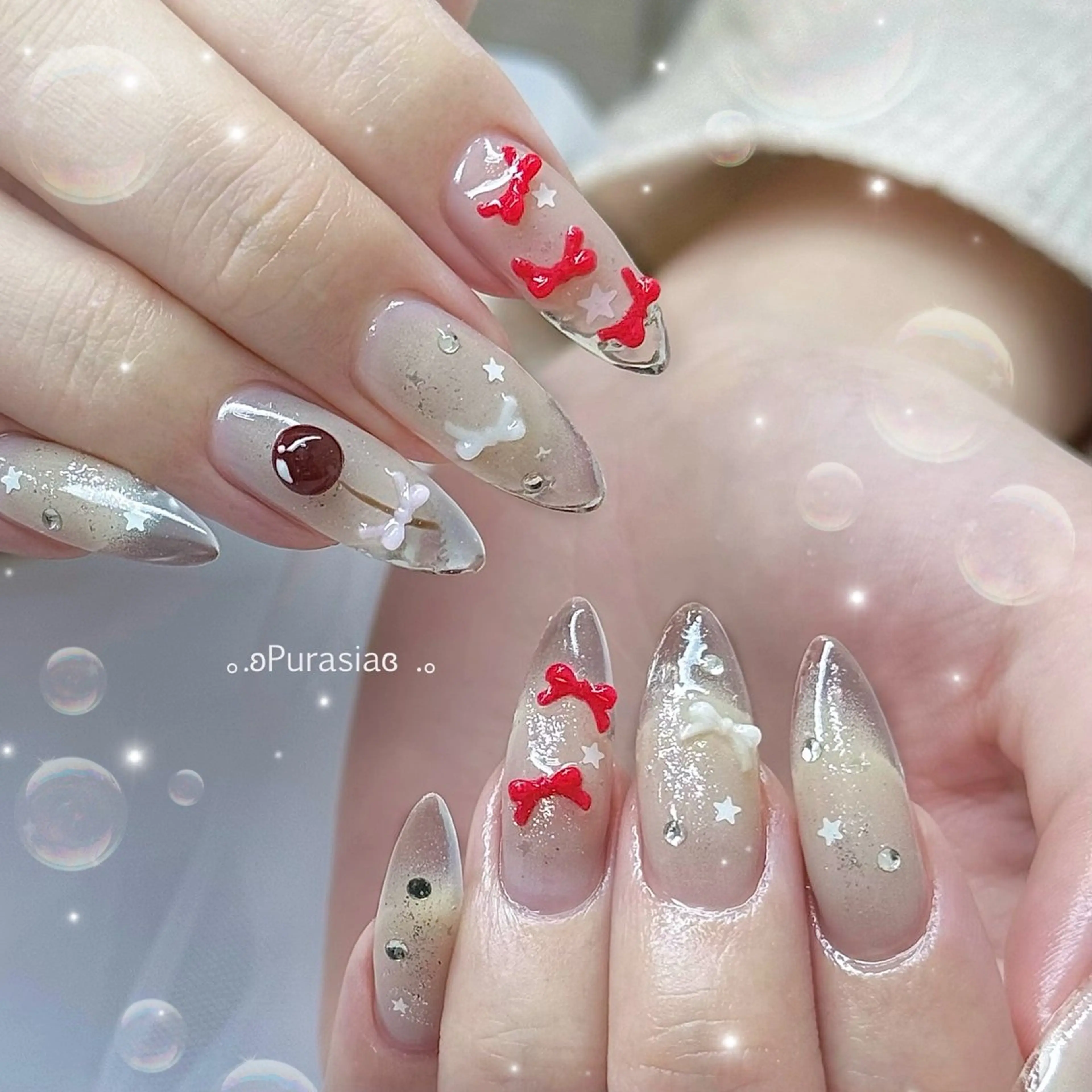 ネイル 韓国ネイル 春ネイル ワンホンネイル ハンドネイル Purasia高橋✧ マグ/ワンホン/地雷のネイルデザイン
