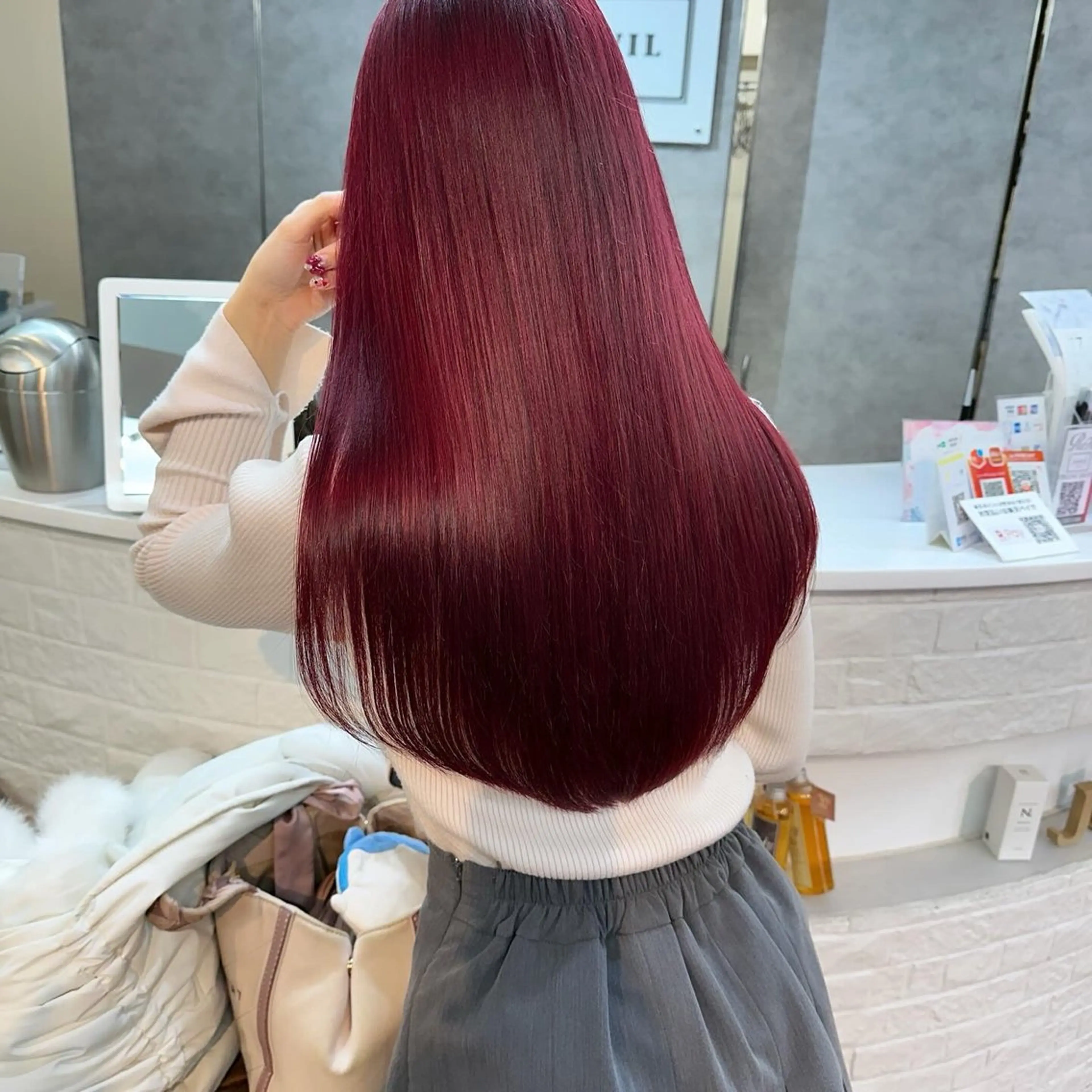 ロング カラー ピンクカラー/ ブリーチなしRINAのヘアスタイル