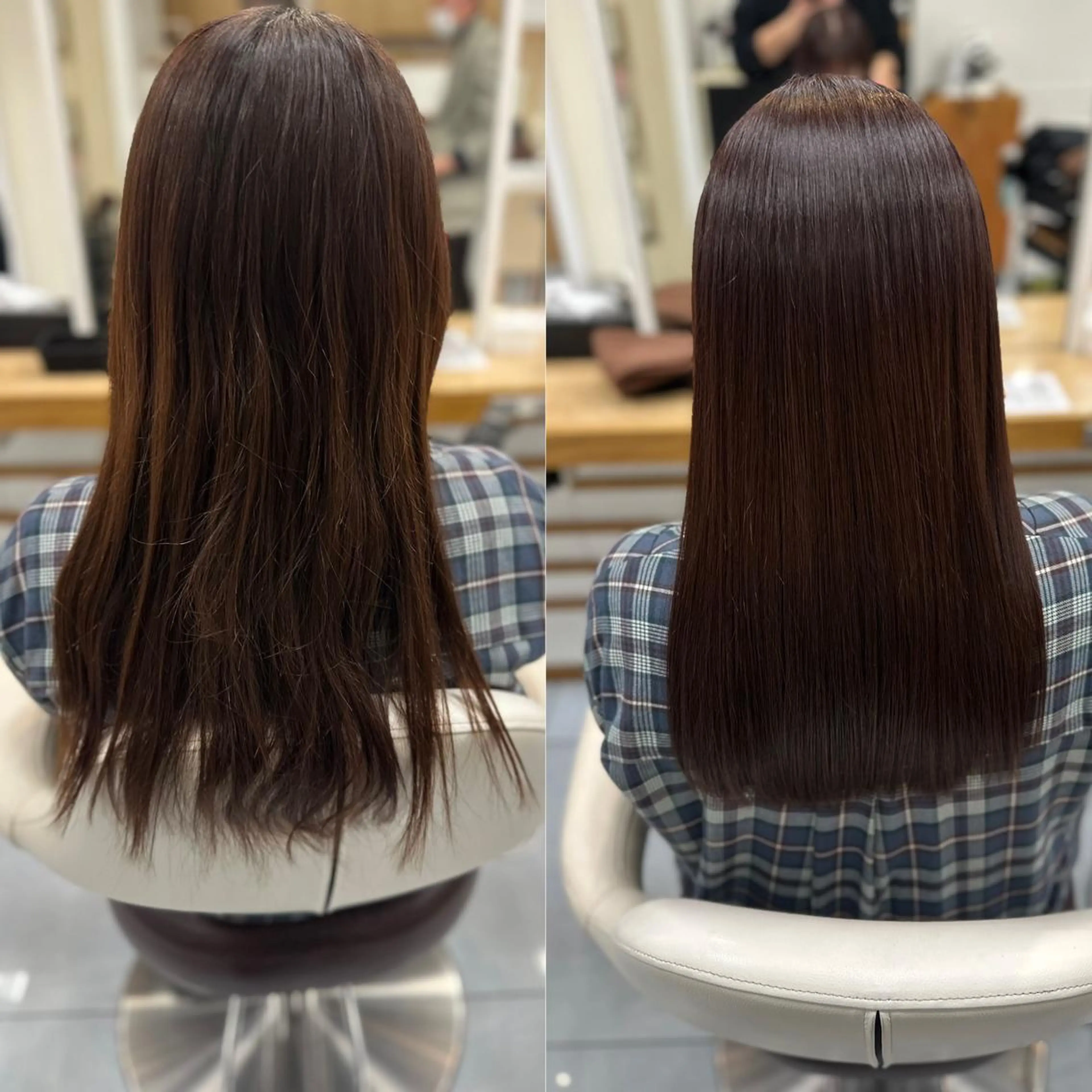 セミロング カラー ヘアカラー トリートメント 髪質改善/縮毛矯正 /ブリーチ矯正/岡部のヘアスタイル