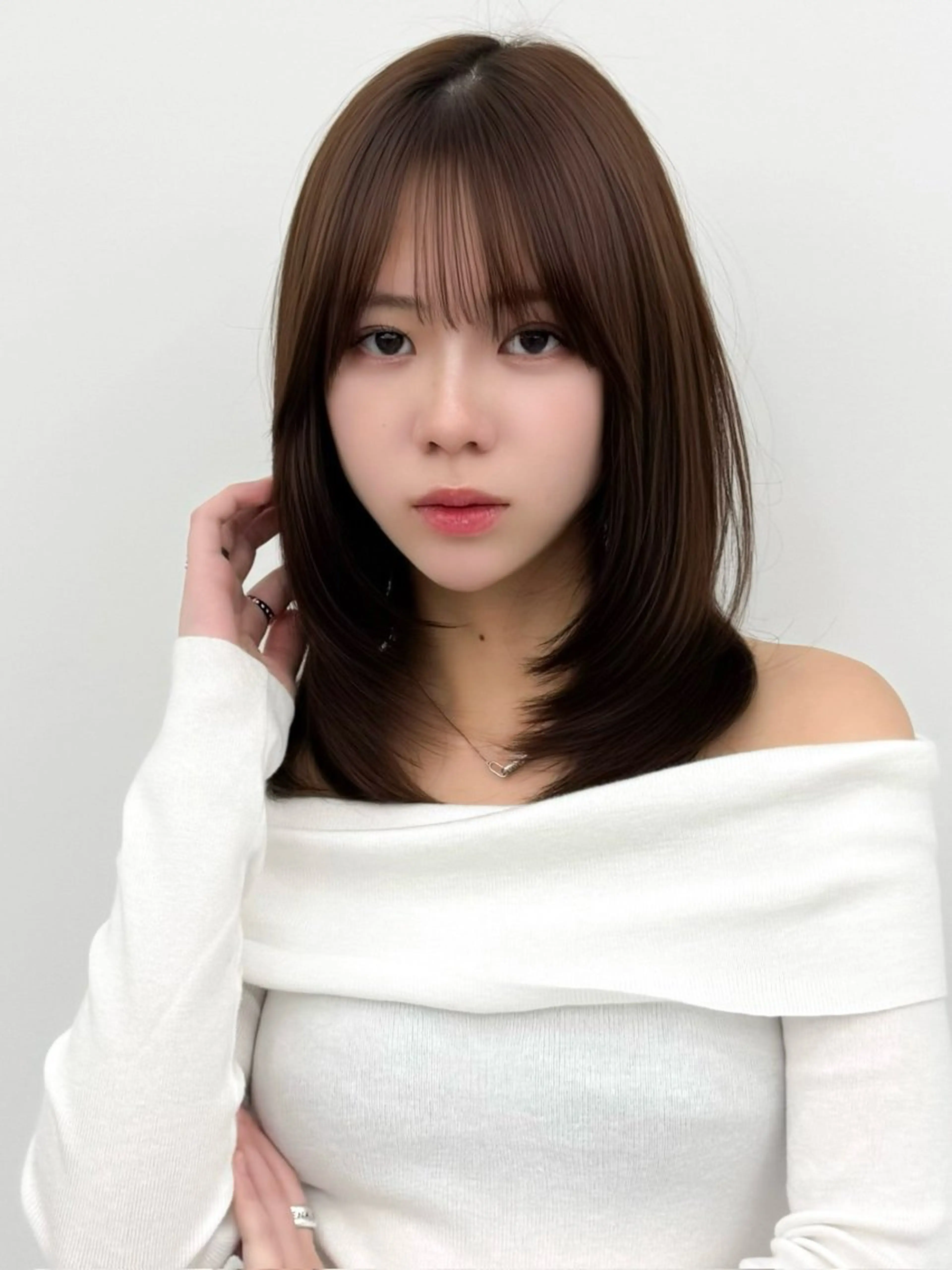 ミディアム カラー ヘアアレンジ カット ヘアカラー トリートメント 顔周り&ミディアム 特化/池袋/kokiのヘアスタイル