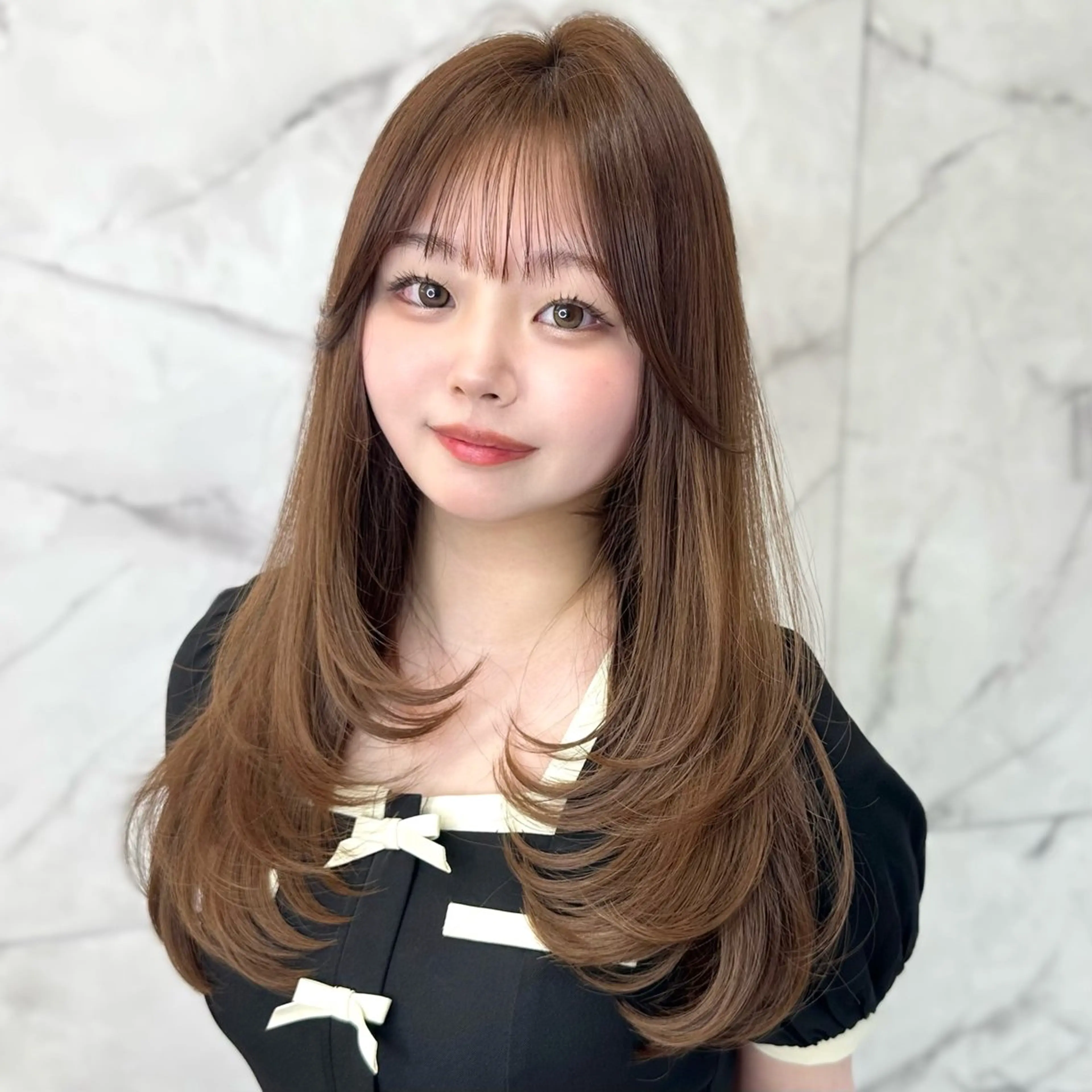 ロング カラー ヘアアレンジ カット ヘアカラー トリートメント 顔周りcut/ 艶ワンカラー♥ちさきのヘアスタイル