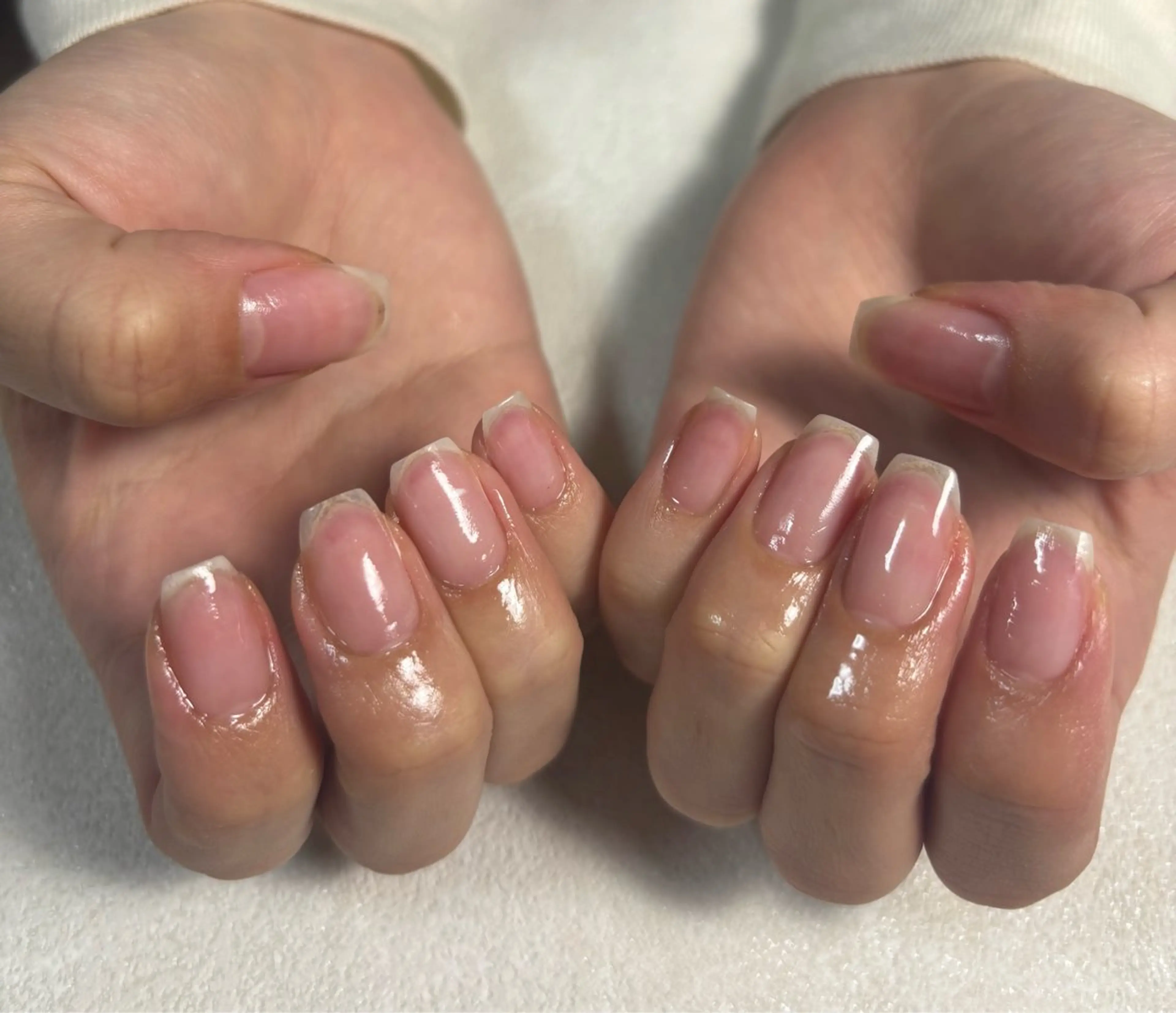 ネイル オーロラネイル フットネイル フレンチネイル ジェルネイル ハート オフのみ(ネイル) kiki nail たまプラーザのネイルデザイン